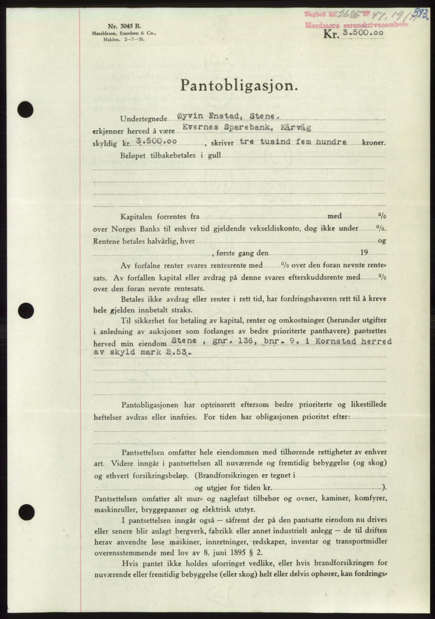 Nordmøre sorenskriveri, AV/SAT-A-4132/1/2/2Ca: Pantebok nr. B97, 1947-1948, Dagboknr: 2686/1947