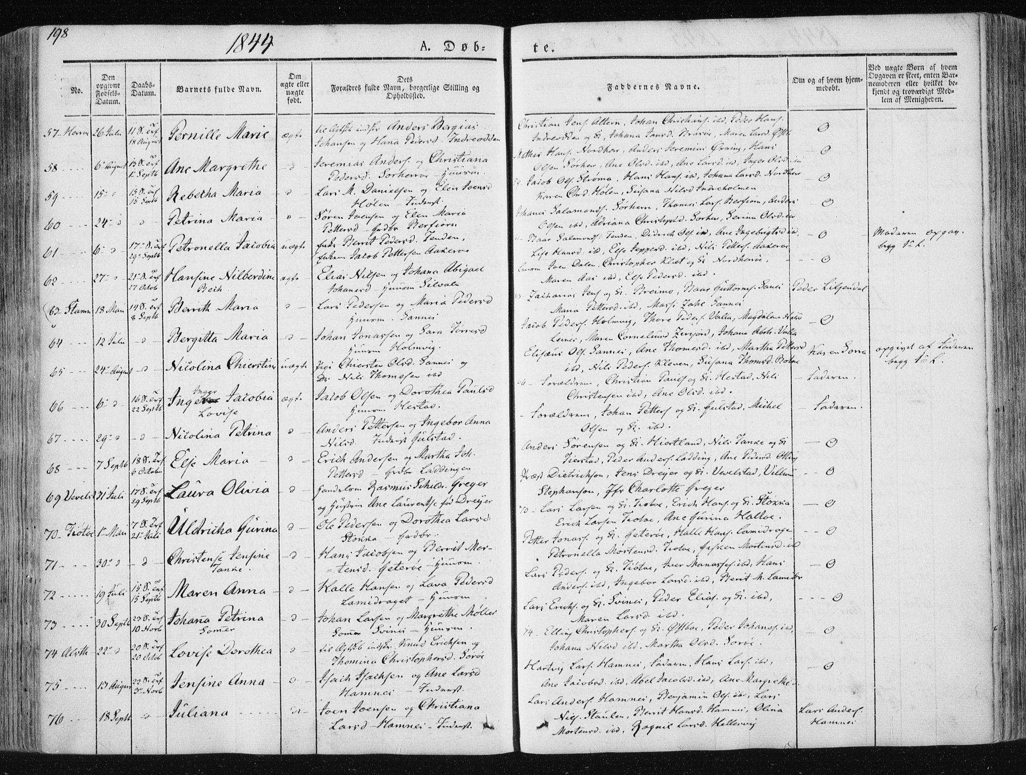 Ministerialprotokoller, klokkerbøker og fødselsregistre - Nordland, AV/SAT-A-1459/830/L0446: Ministerialbok nr. 830A10, 1831-1865, s. 198