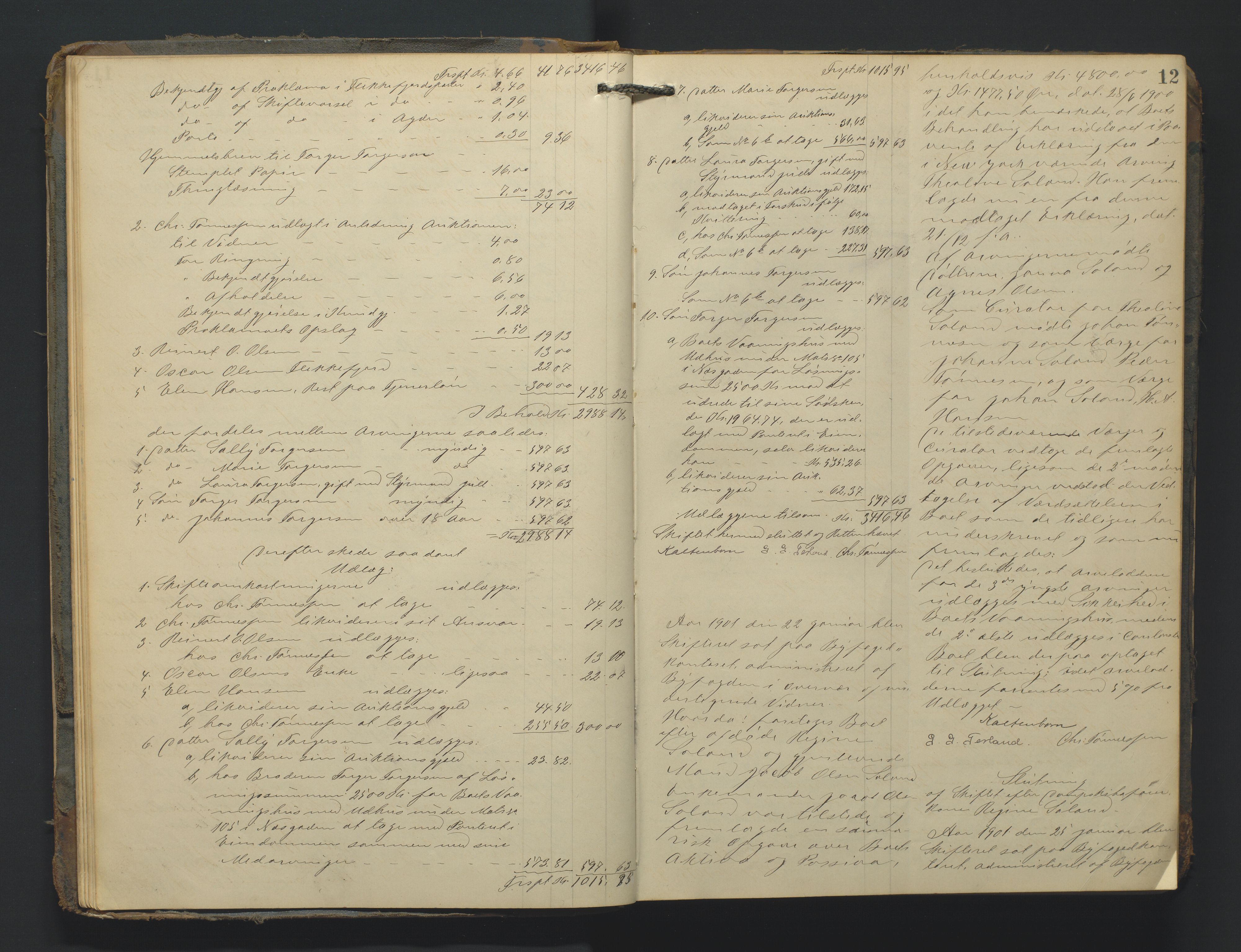 Flekkefjord byfogd, AV/SAK-1222-0002/H/Hc/L0004: Skifteprotokoll nr. 4, 1900-1913, s. 12
