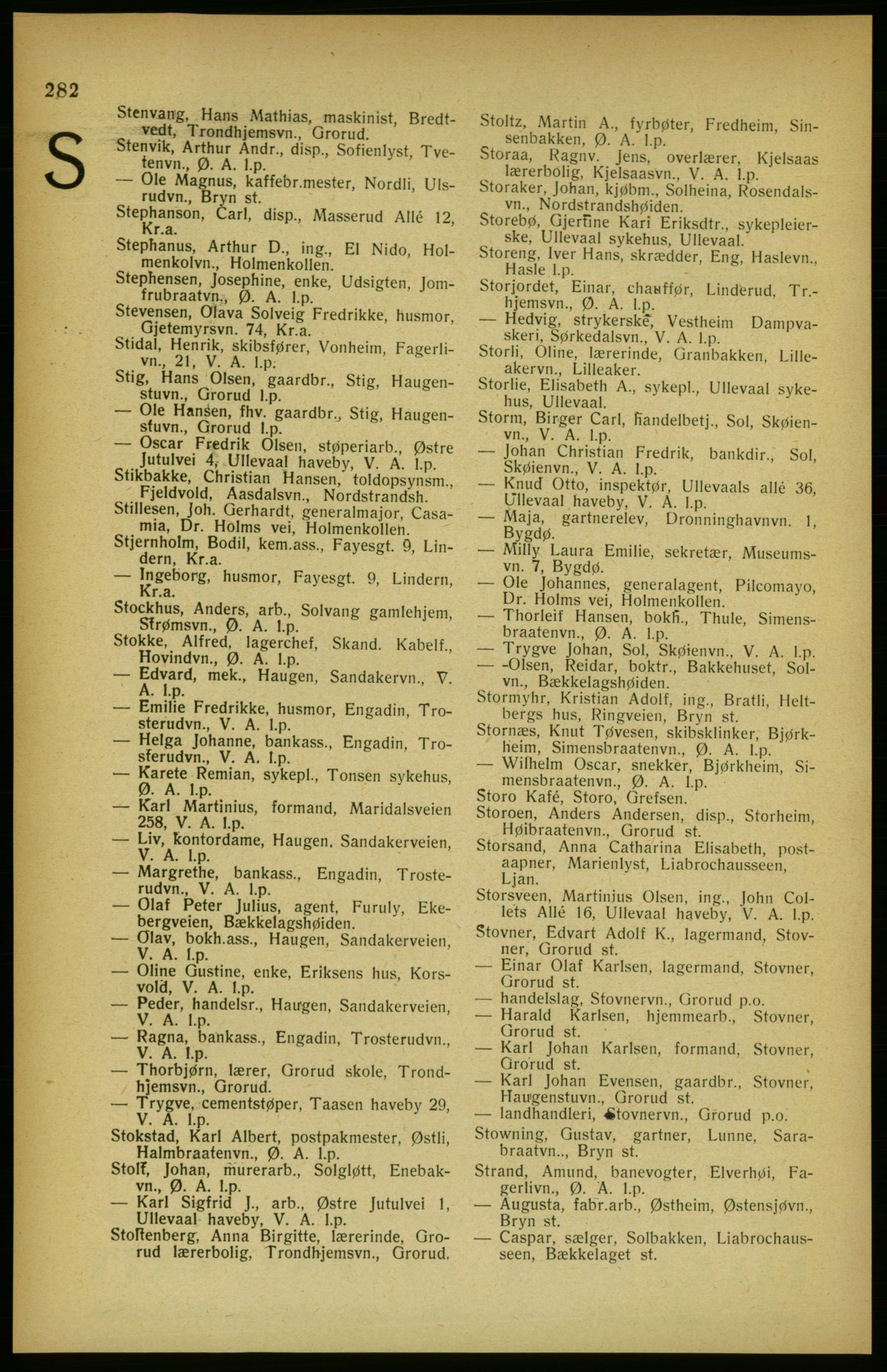 Aker adressebok/adressekalender, PUBL/001/A/002: Akers adressekalender, 1922, s. 282