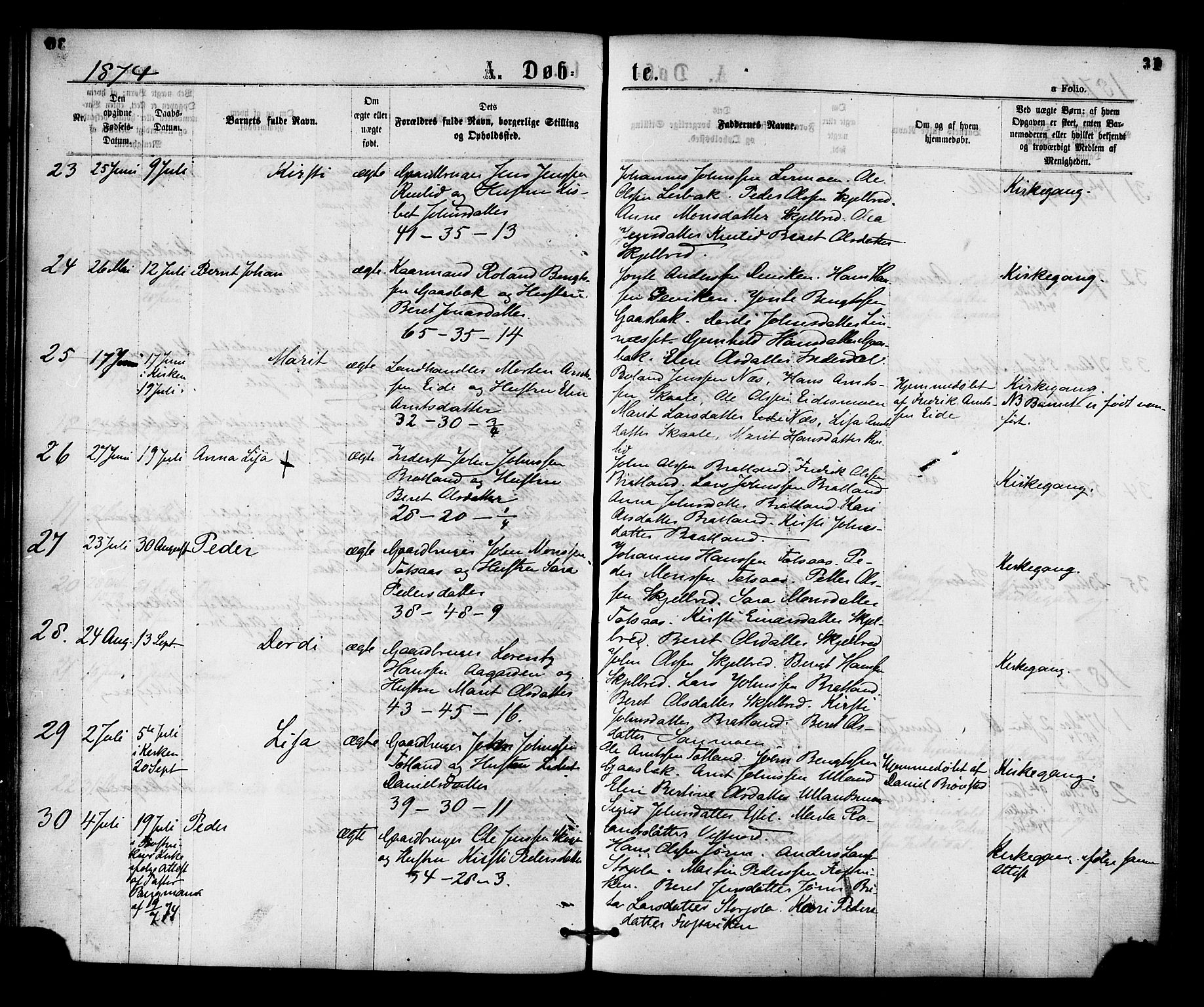 Ministerialprotokoller, klokkerbøker og fødselsregistre - Nord-Trøndelag, AV/SAT-A-1458/755/L0493: Ministerialbok nr. 755A02, 1865-1881, s. 31
