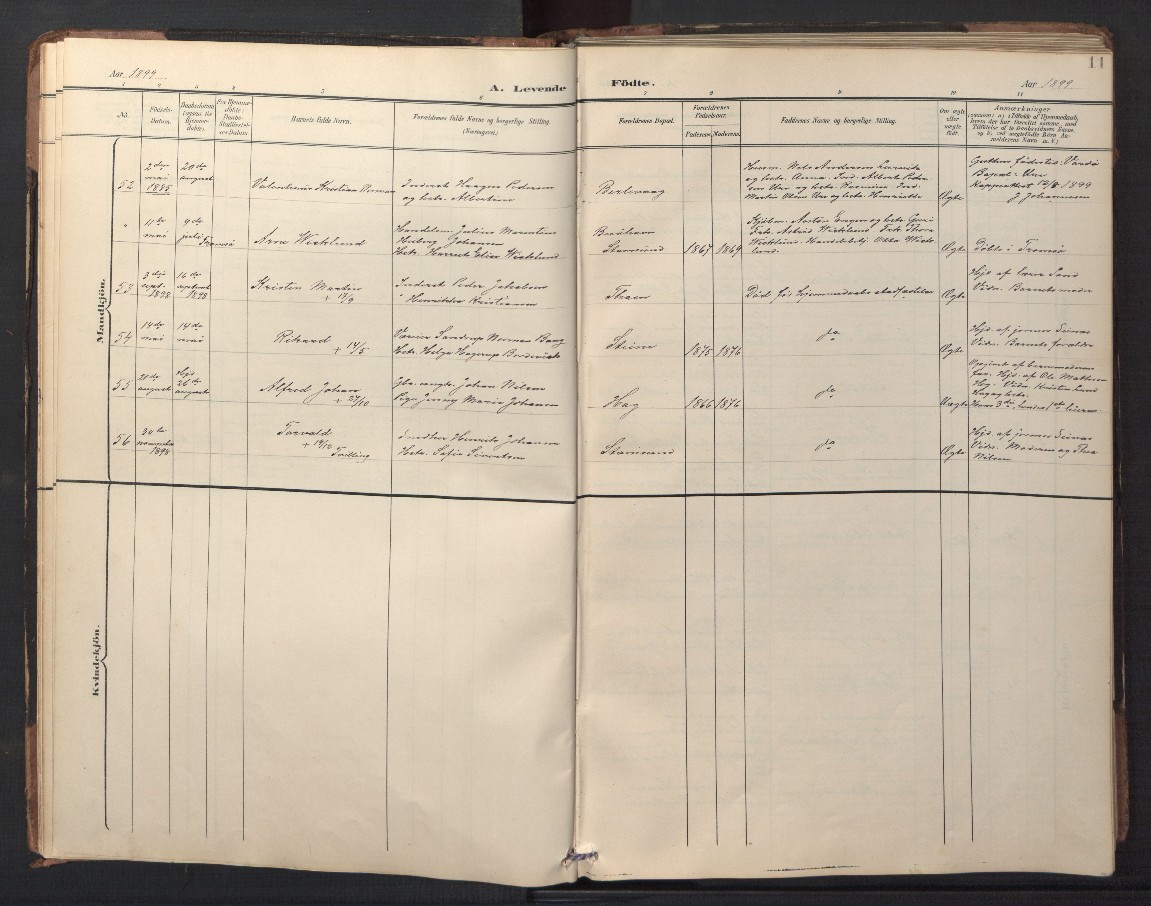 Ministerialprotokoller, klokkerbøker og fødselsregistre - Nordland, AV/SAT-A-1459/882/L1185: Klokkerbok nr. 882C03, 1898-1910, s. 11