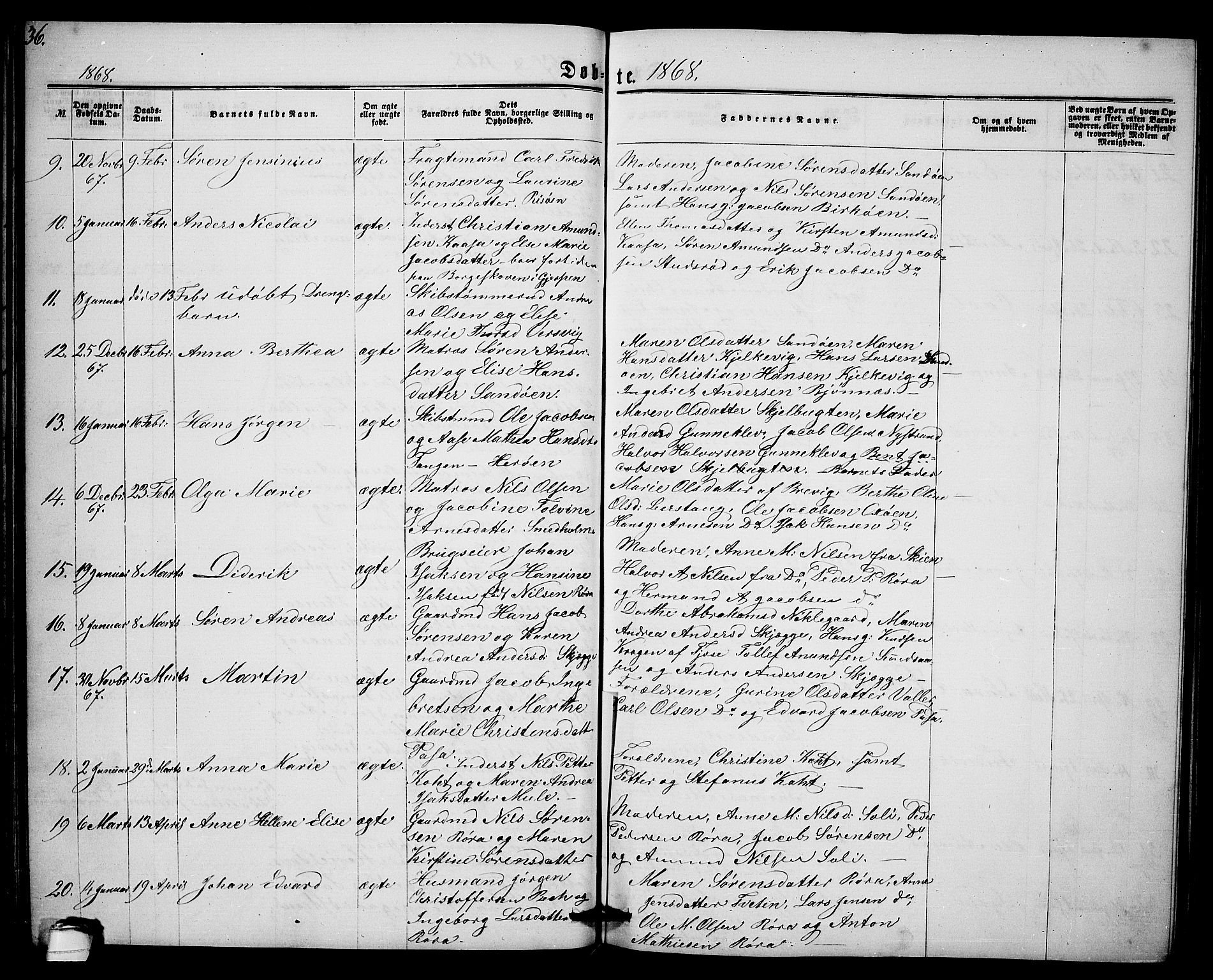 Eidanger kirkebøker, AV/SAKO-A-261/G/Ga/L0001: Klokkerbok nr. 1, 1863-1878, s. 36