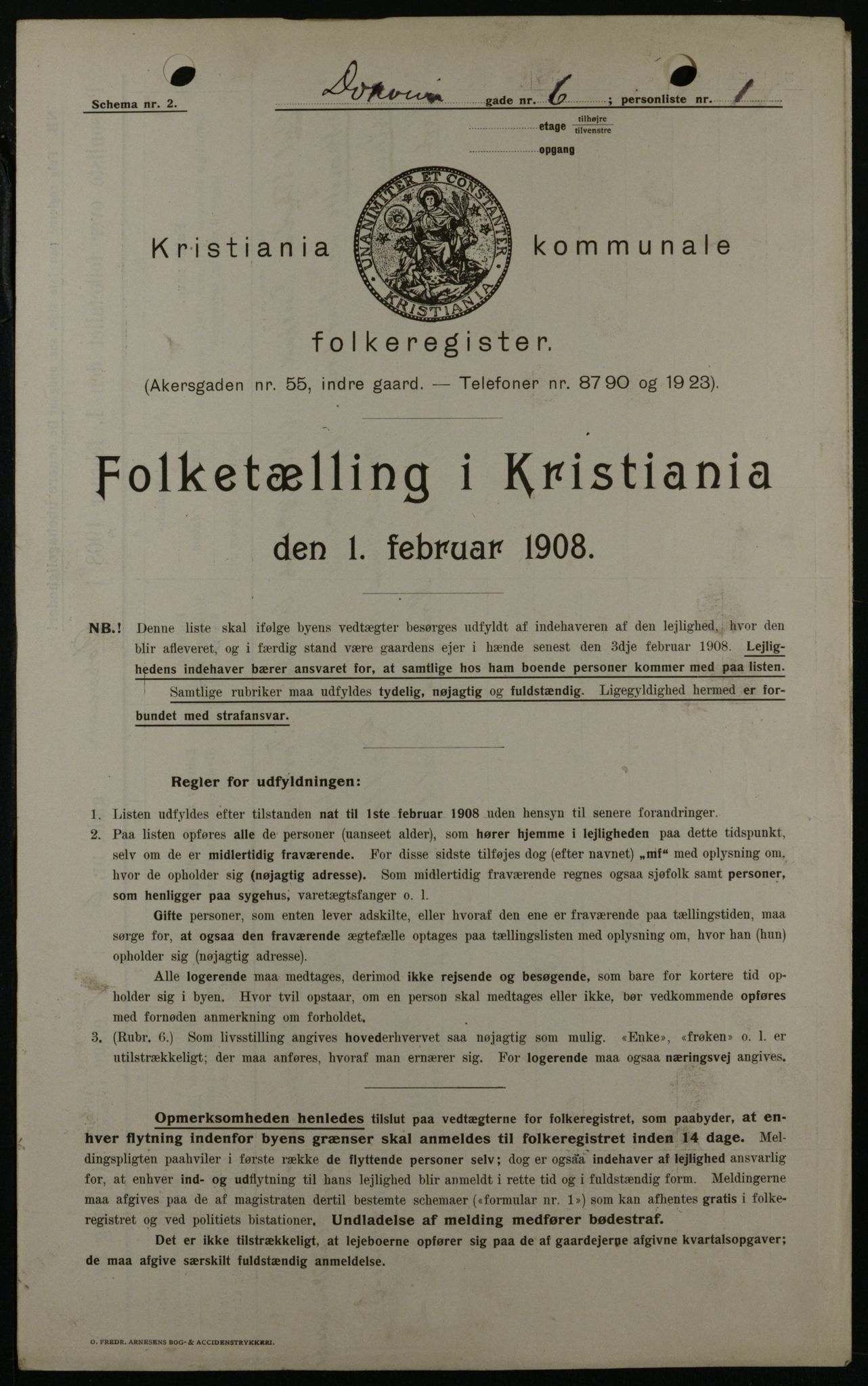 OBA, Kommunal folketelling 1.2.1908 for Kristiania kjøpstad, 1908, s. 14798