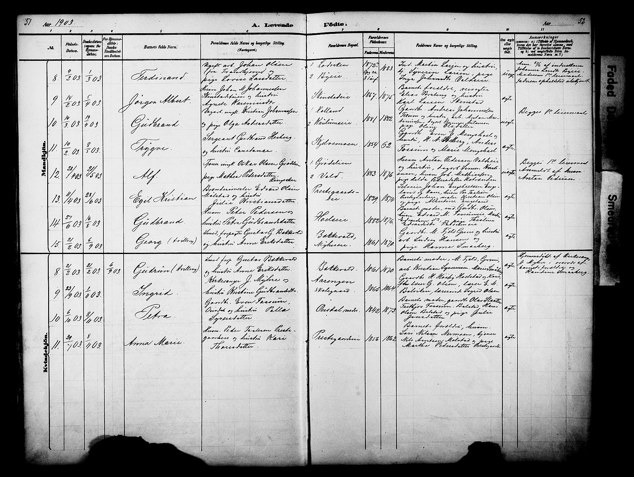 Nes prestekontor, Hedmark, AV/SAH-PREST-020/L/La/L0006: Klokkerbok nr. 6, 1890-1932, s. 51-52