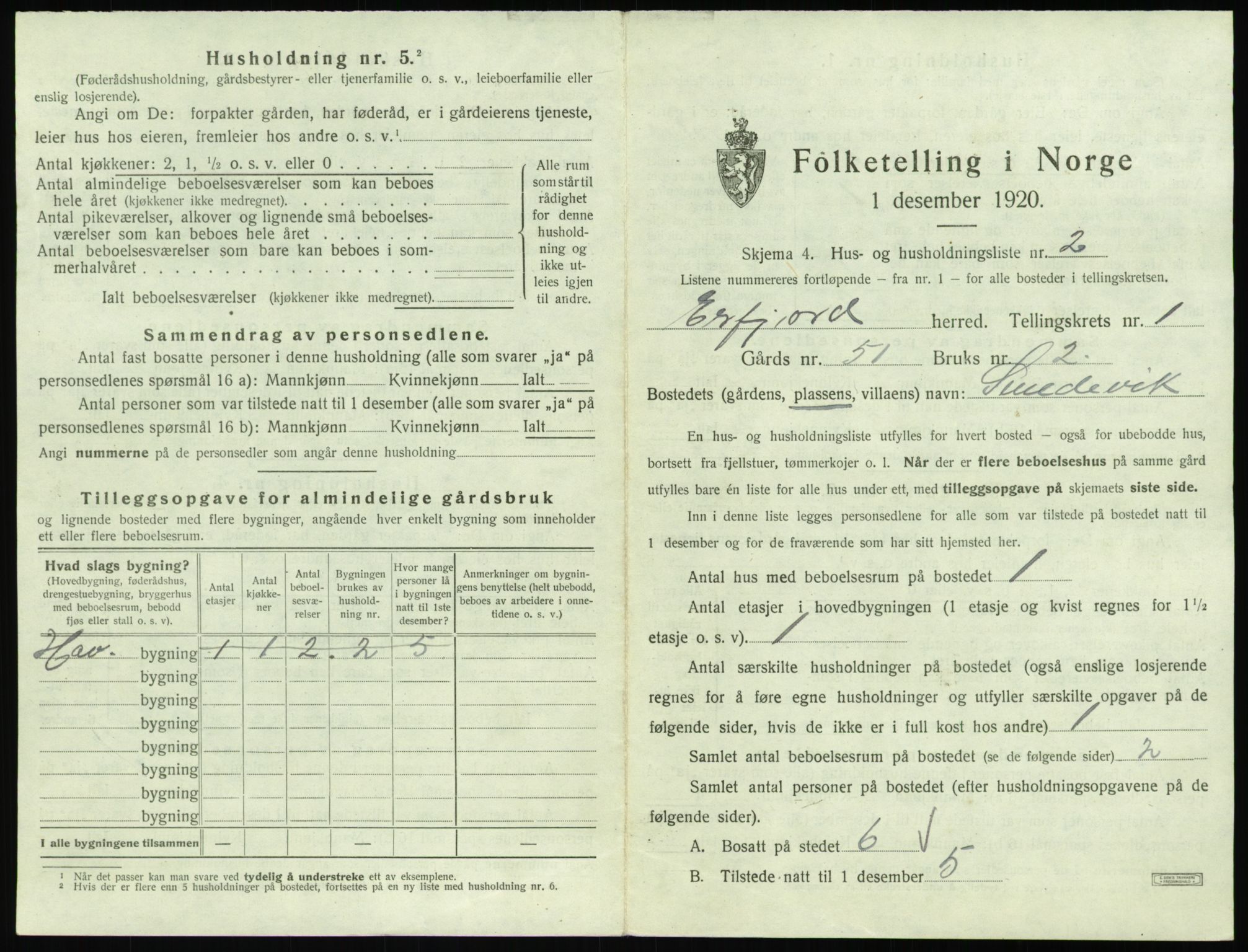 SAST, Folketelling 1920 for 1137 Erfjord herred, 1920, s. 25