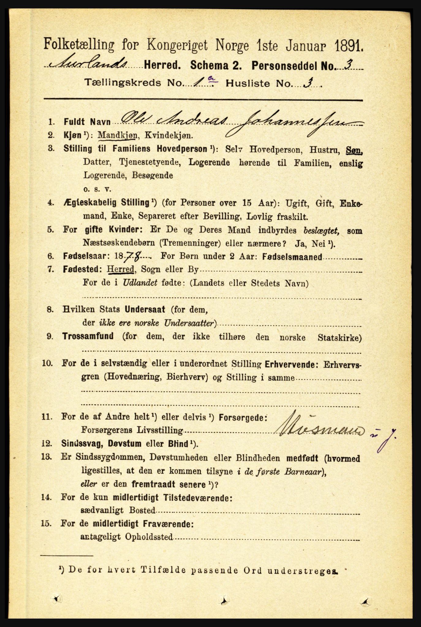 RA, Folketelling 1891 for 1421 Aurland herred, 1891, s. 44