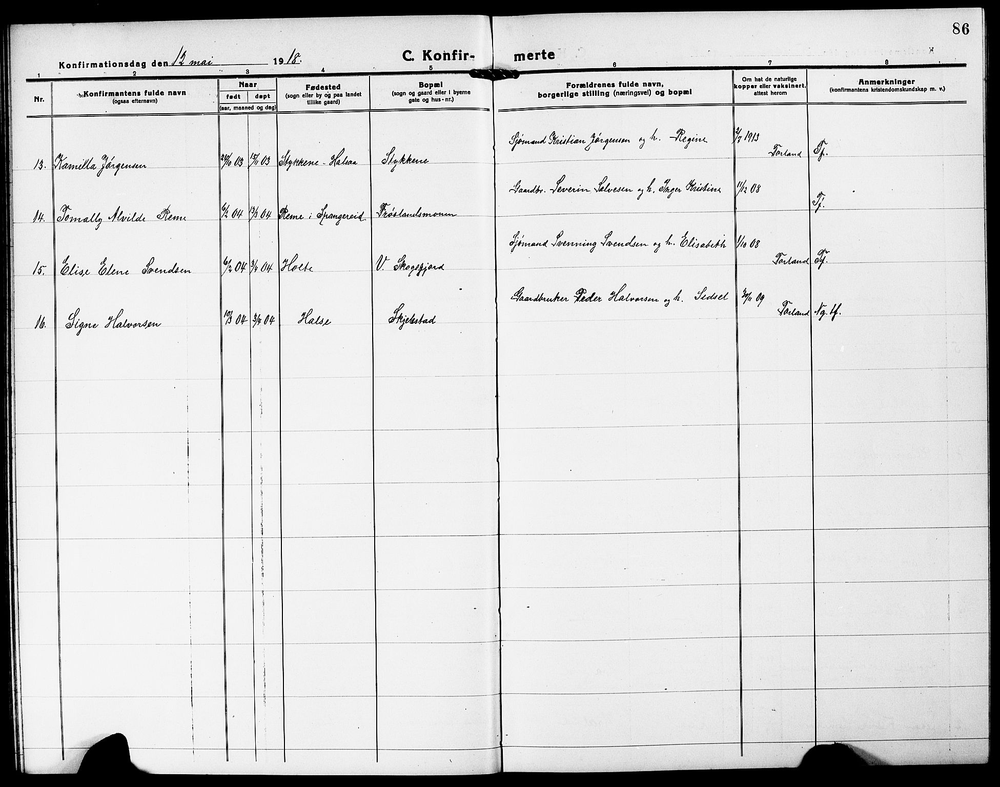 Mandal sokneprestkontor, AV/SAK-1111-0030/F/Fb/Fba/L0013: Klokkerbok nr. B 7, 1918-1931, s. 86