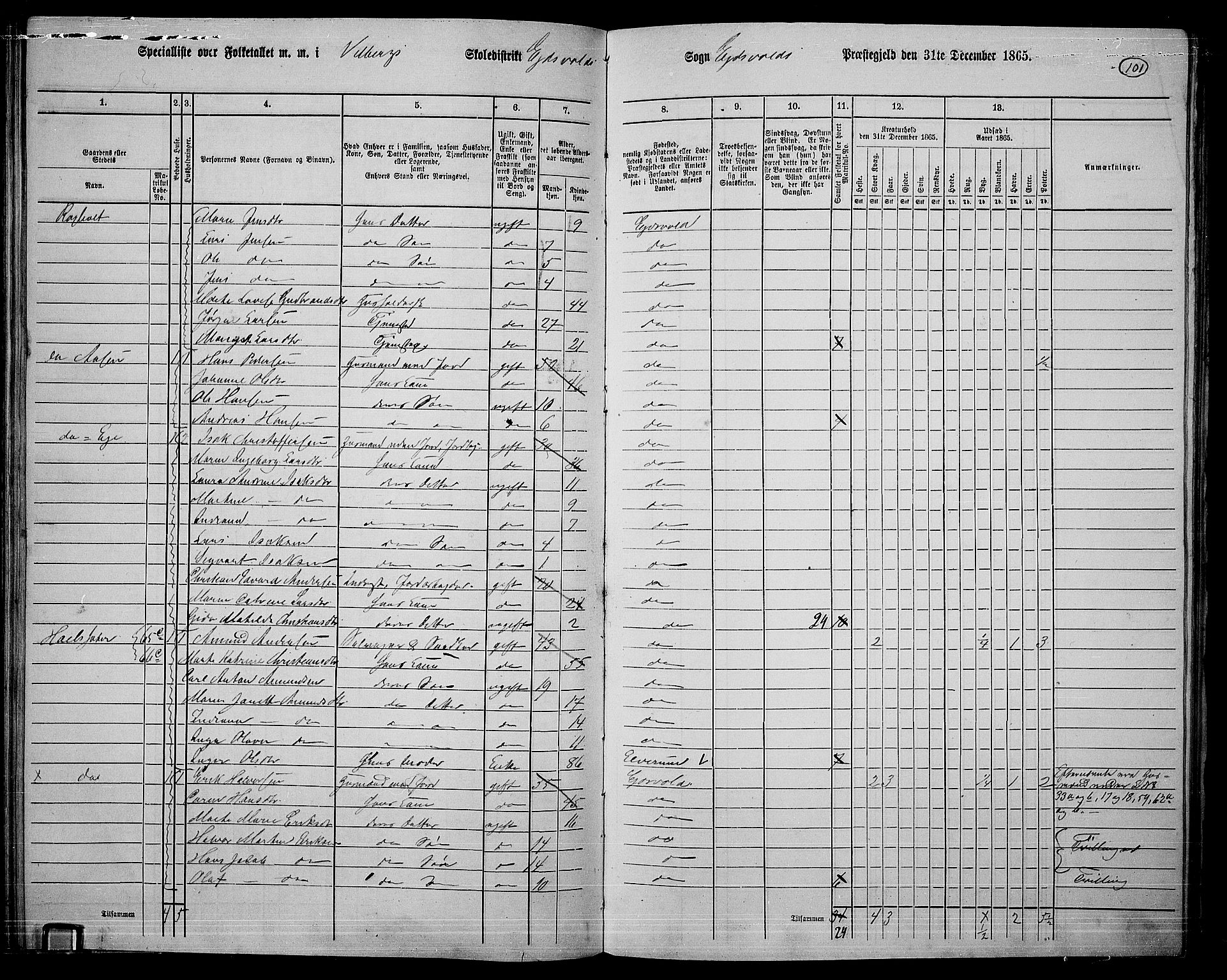 RA, Folketelling 1865 for 0237P Eidsvoll prestegjeld, 1865, s. 89