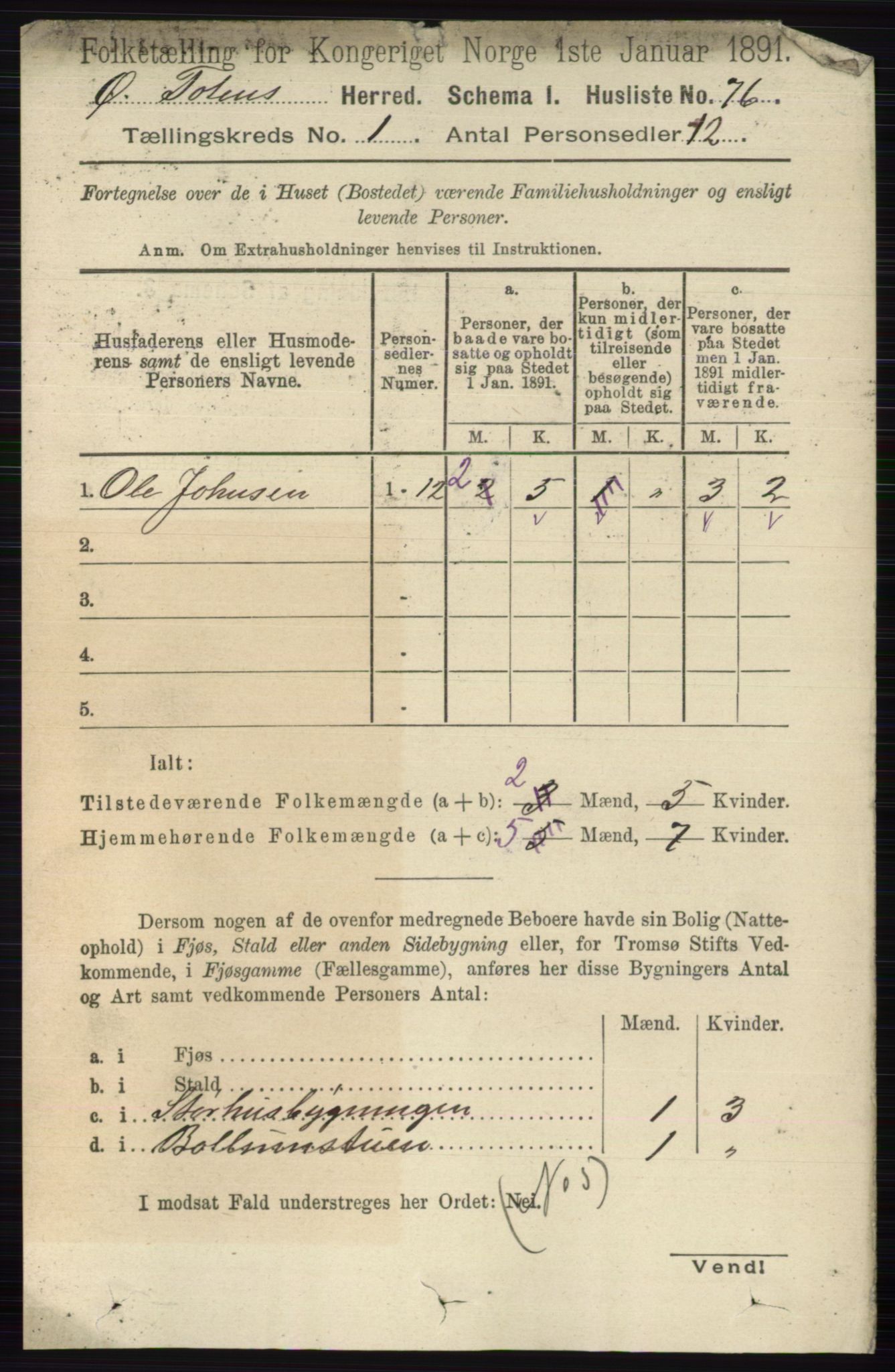 RA, Folketelling 1891 for 0528 Østre Toten herred, 1891, s. 128