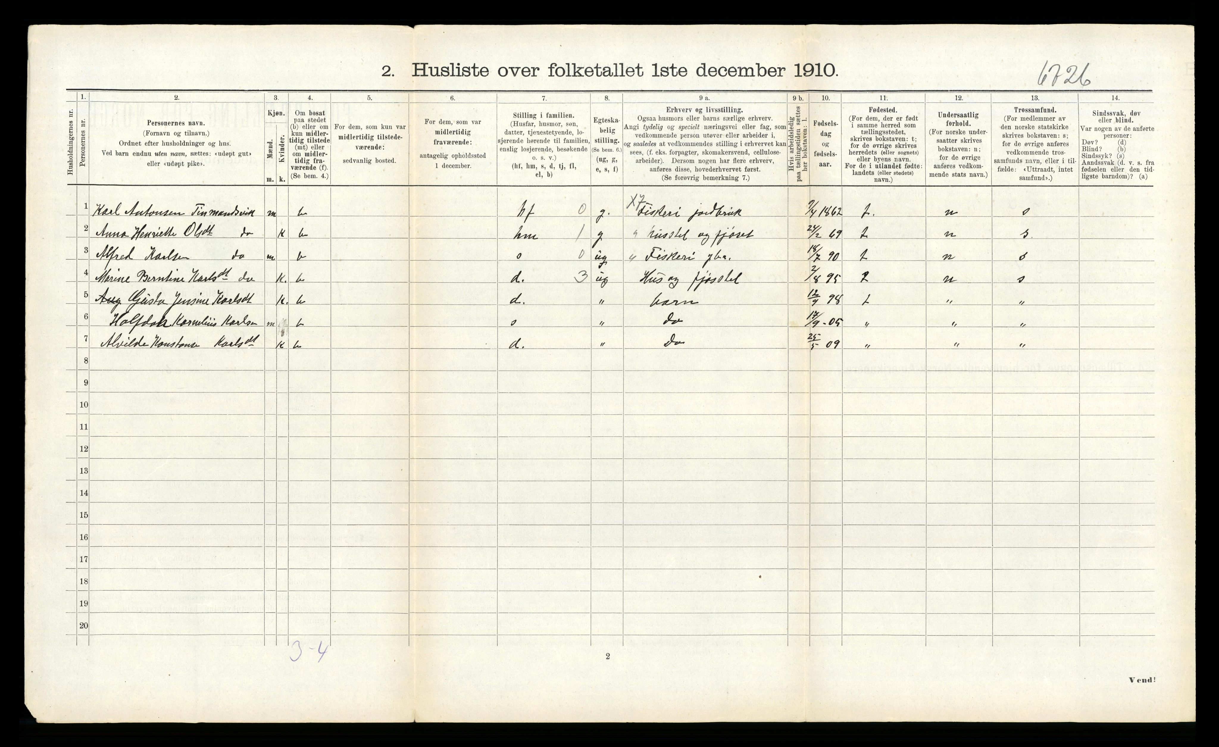 RA, Folketelling 1910 for 1620 Nord-Frøya herred, 1910, s. 293