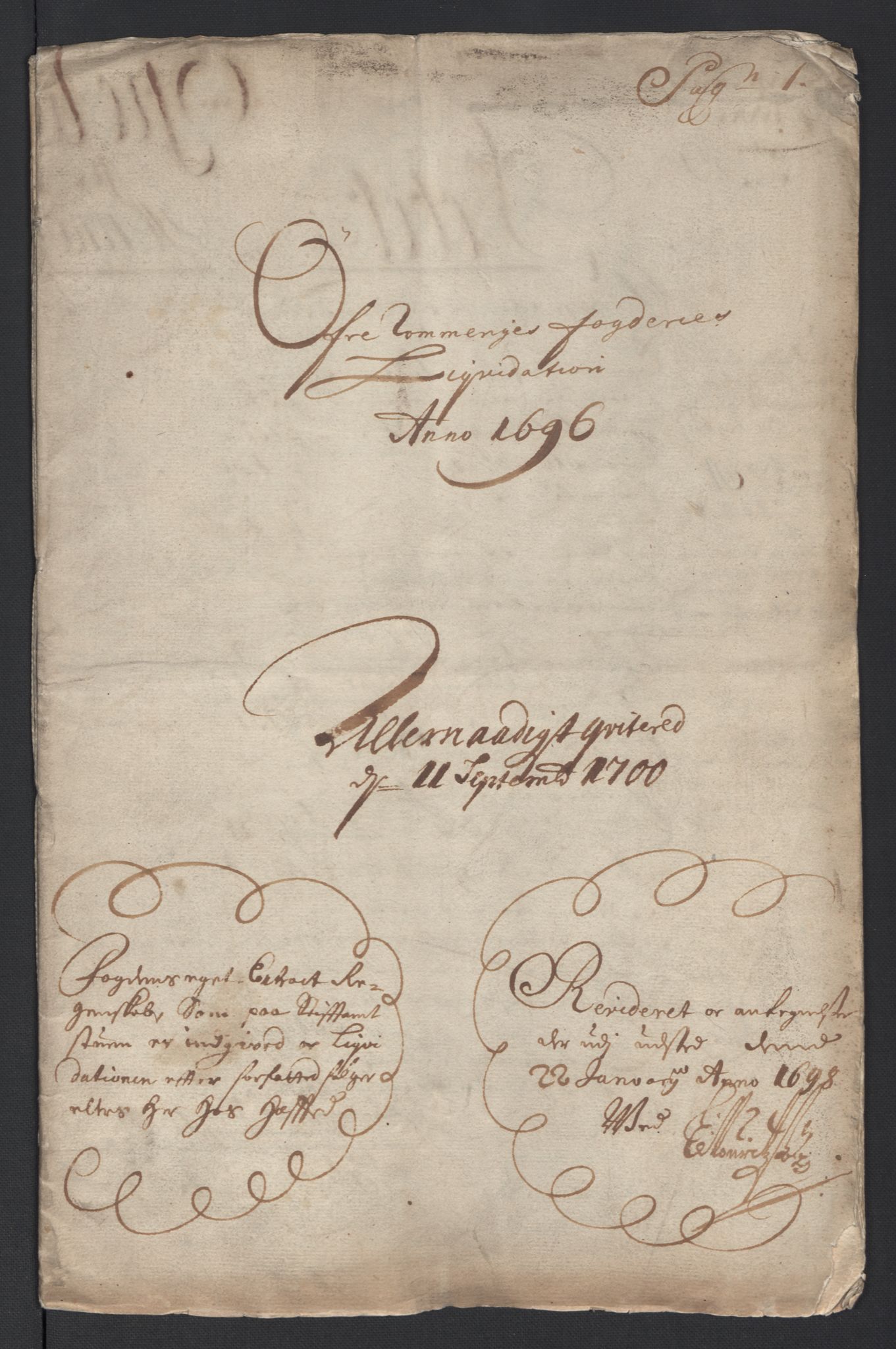 Rentekammeret inntil 1814, Reviderte regnskaper, Fogderegnskap, RA/EA-4092/R12/L0708: Fogderegnskap Øvre Romerike, 1696, s. 4