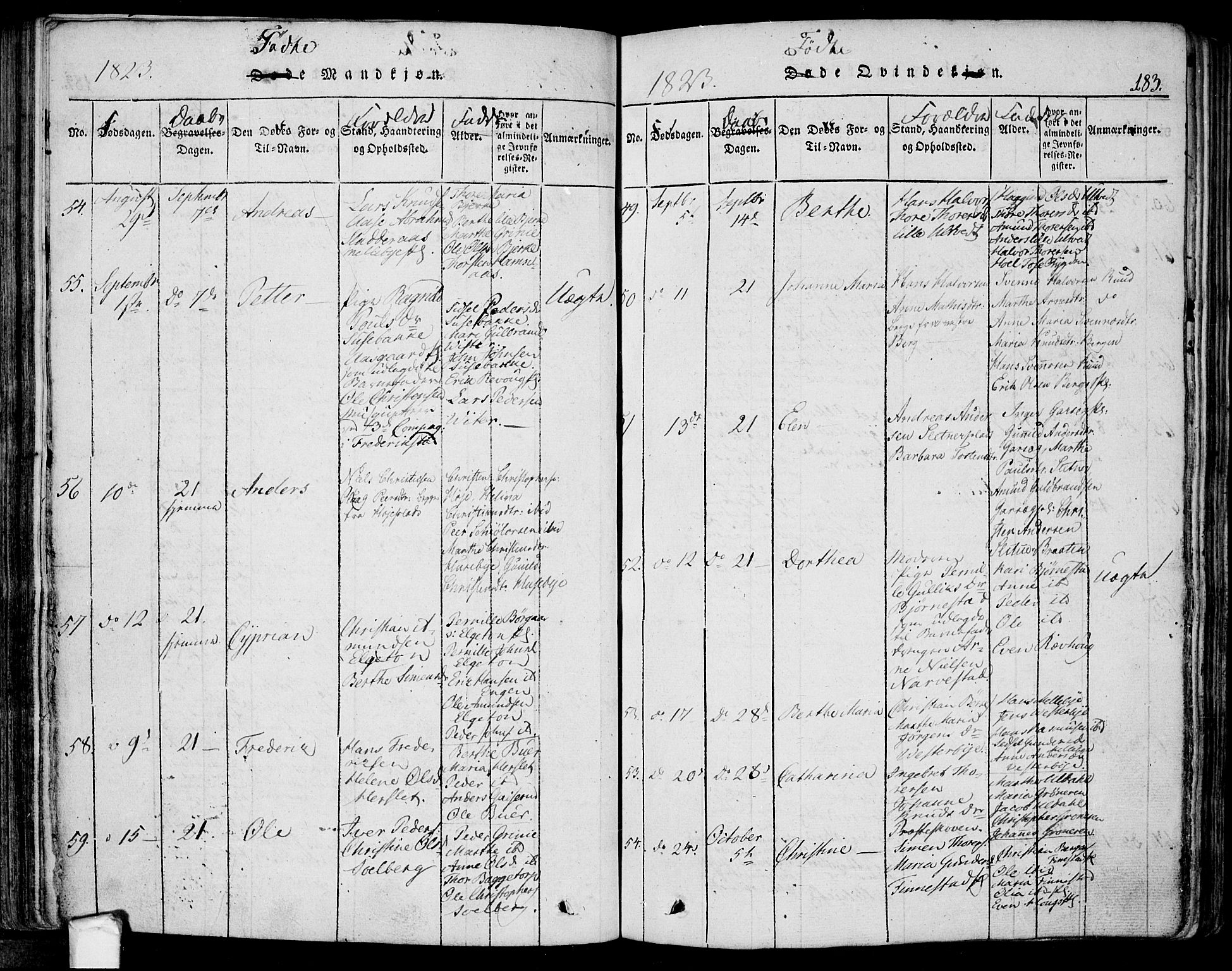 Eidsberg prestekontor Kirkebøker, SAO/A-10905/F/Fa/L0007: Ministerialbok nr. I 7, 1814-1832, s. 183