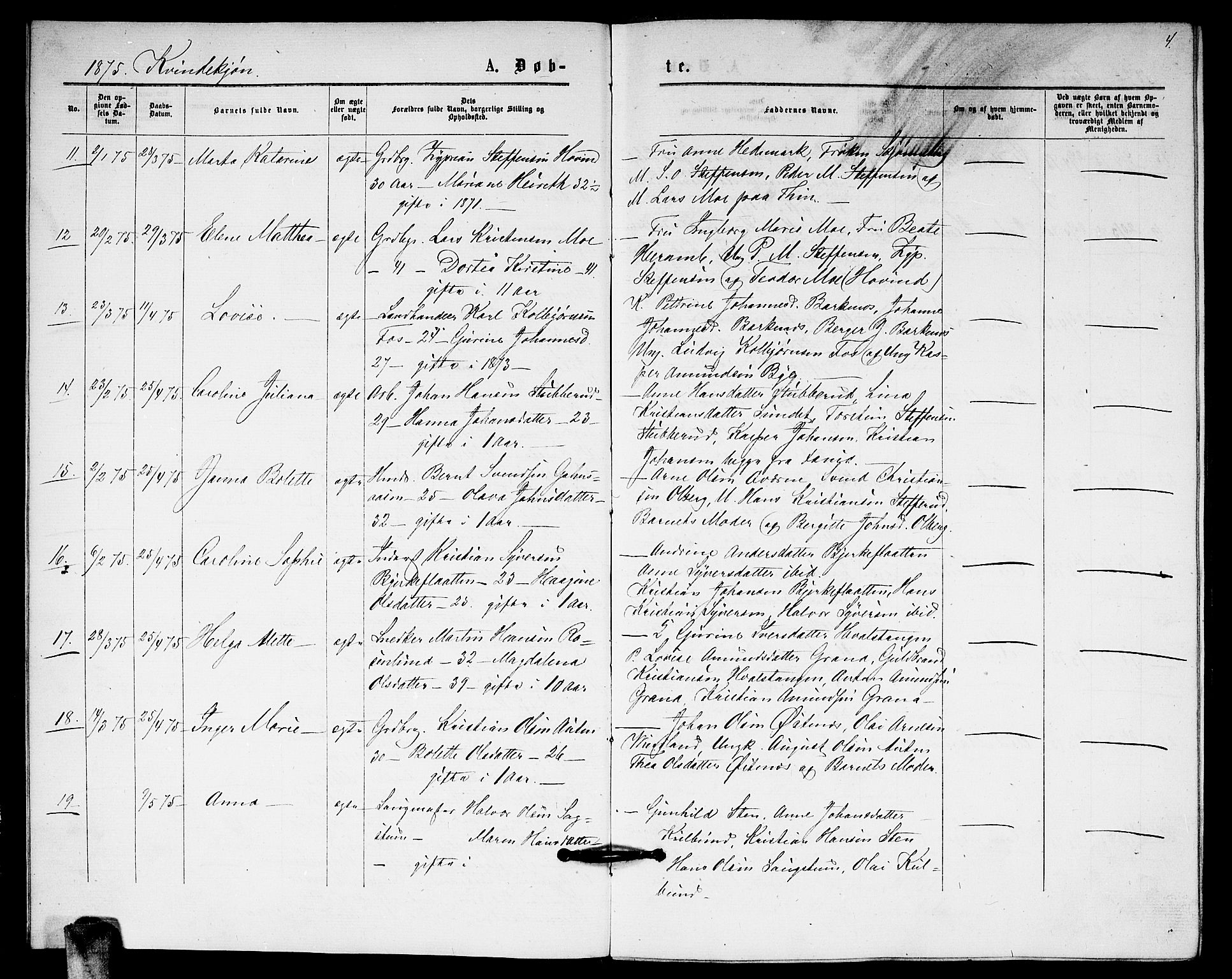 Fet prestekontor Kirkebøker, AV/SAO-A-10370a/G/Ga/L0005: Klokkerbok nr. I 5, 1875-1877, s. 4