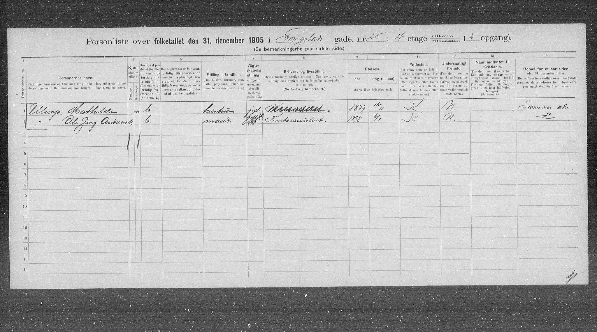 OBA, Kommunal folketelling 31.12.1905 for Kristiania kjøpstad, 1905, s. 13145