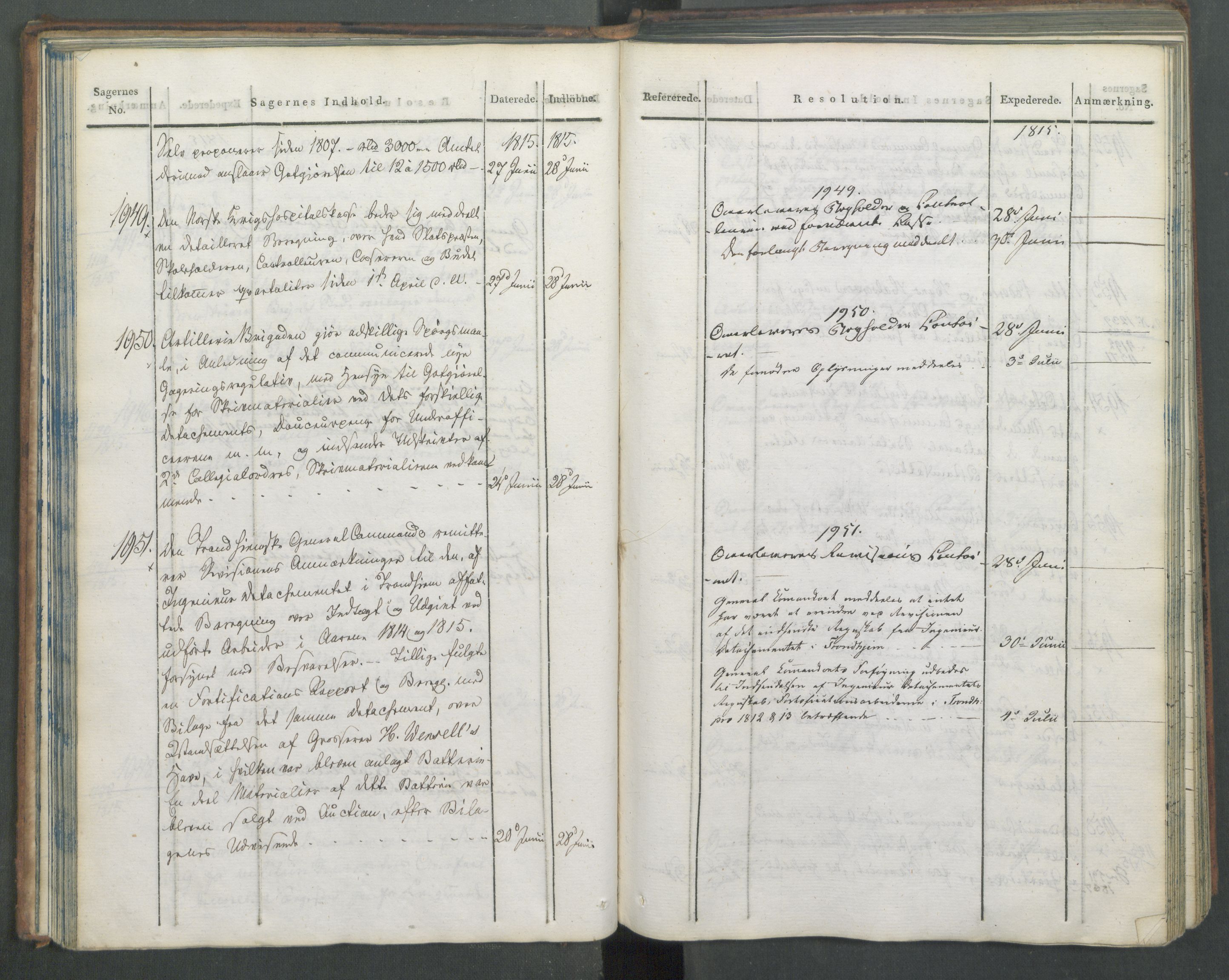 Armédepartementet, AV/RA-RAFA-3493/C/Ca/L0005: 6. Departements Journal, 1815