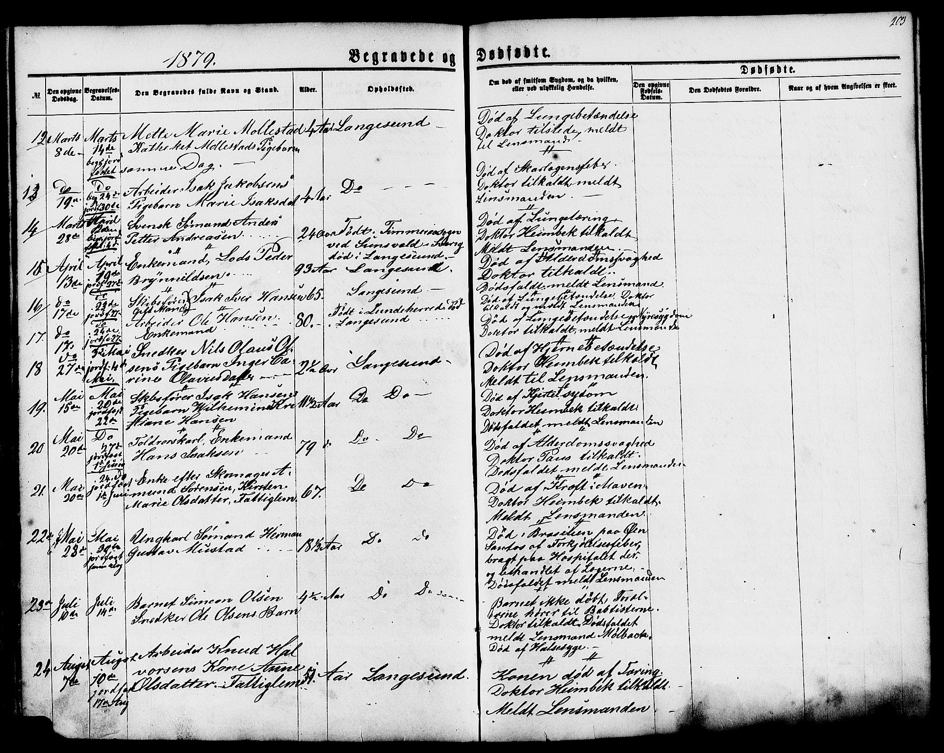 Langesund kirkebøker, AV/SAKO-A-280/G/Ga/L0004: Klokkerbok nr. 4, 1859-1884, s. 203