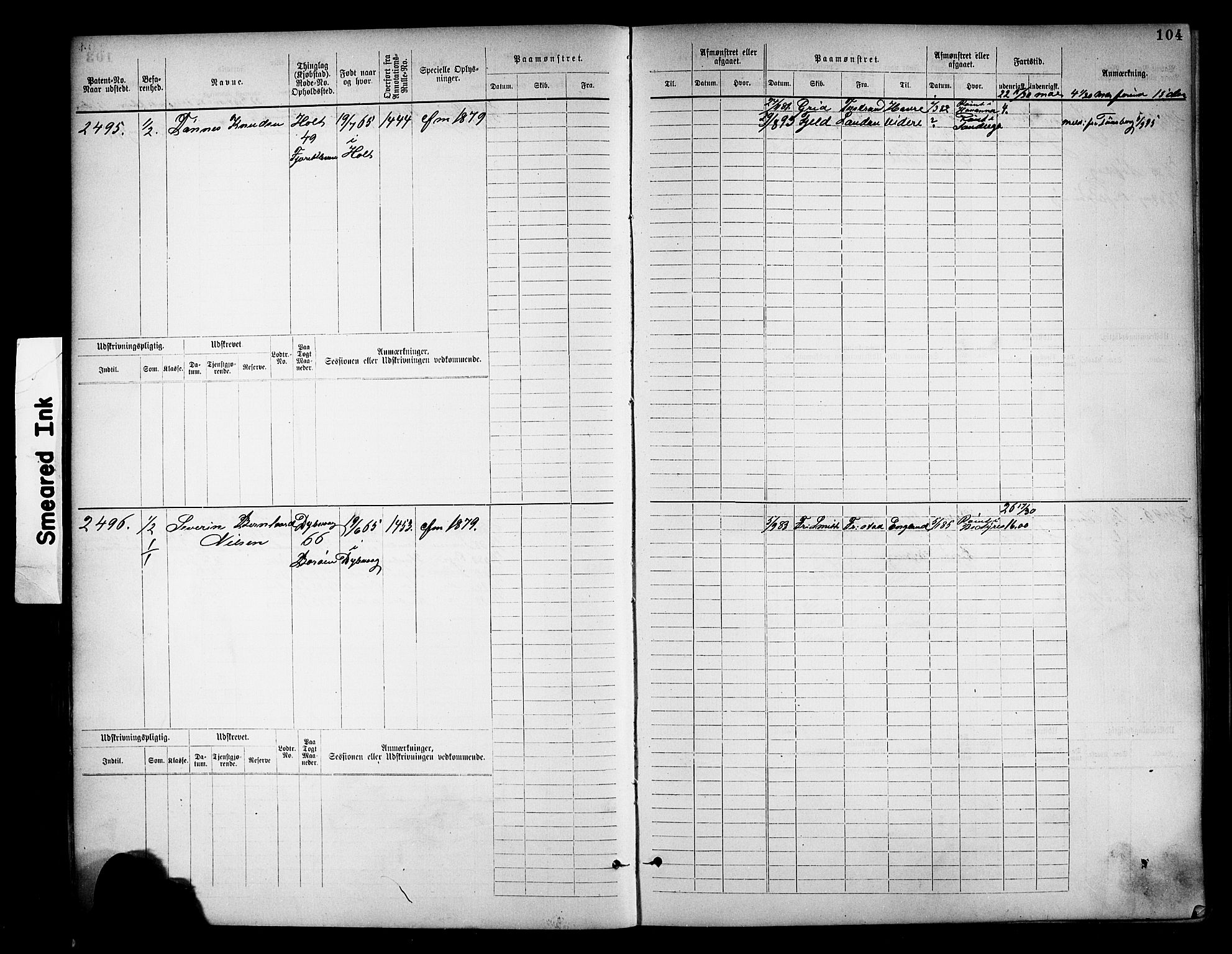 Tvedestrand mønstringskrets, AV/SAK-2031-0011/F/Fb/L0018: Hovedrulle nr 2289-3056, U-34, 1882-1892, s. 109