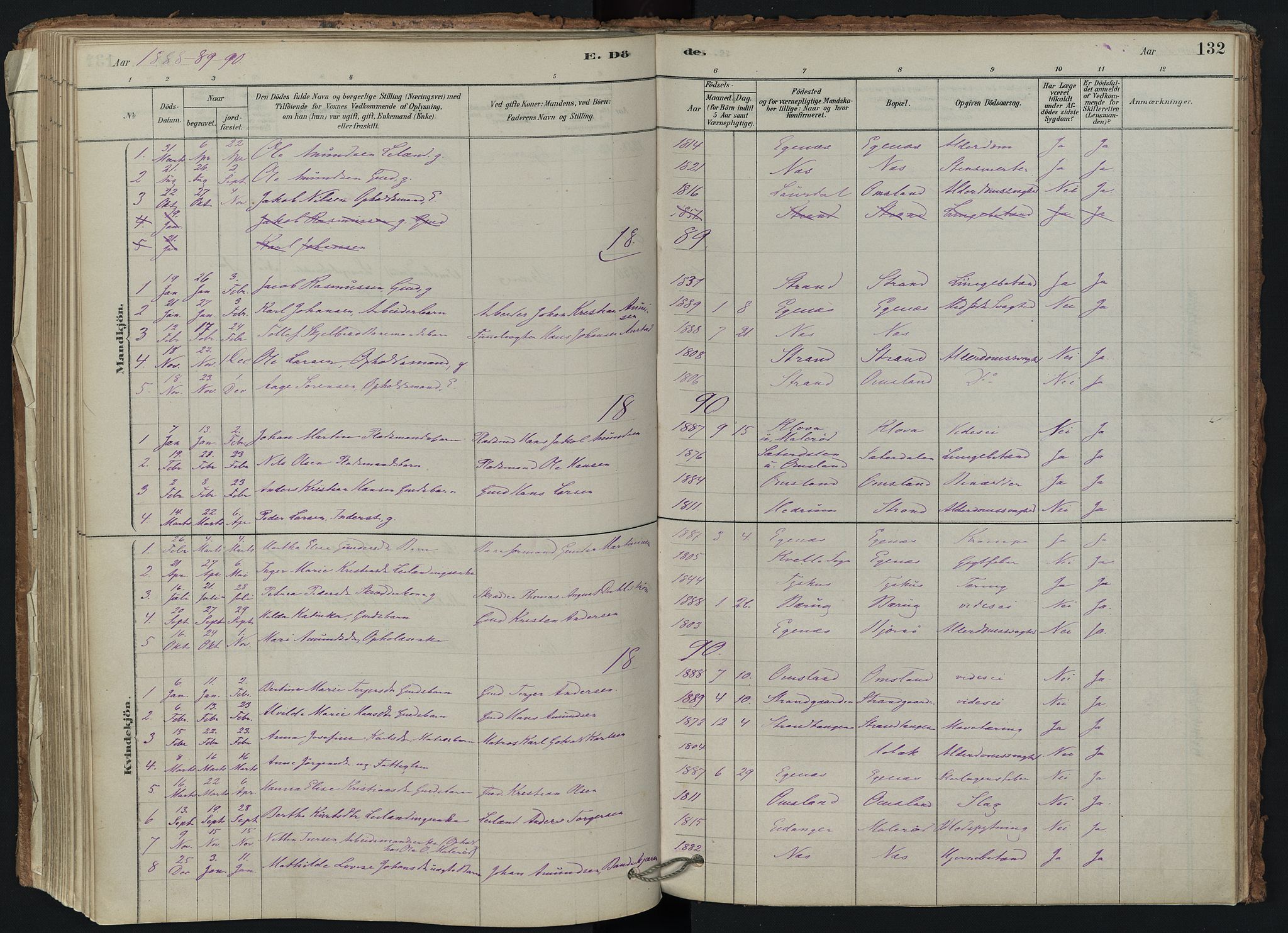 Brunlanes kirkebøker, SAKO/A-342/F/Fd/L0001: Ministerialbok nr. IV 1, 1878-1917, s. 132