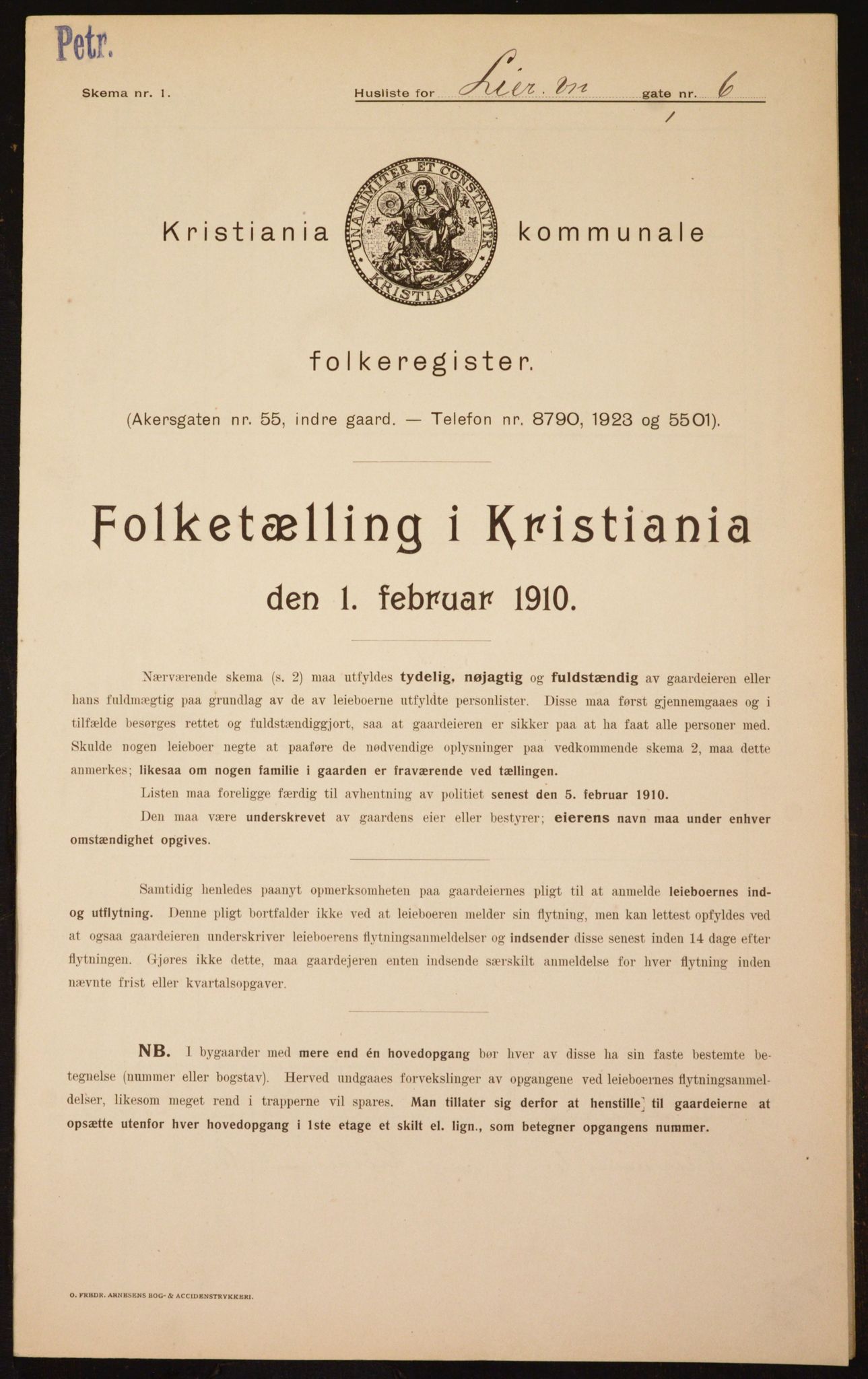 OBA, Kommunal folketelling 1.2.1910 for Kristiania, 1910, s. 55527