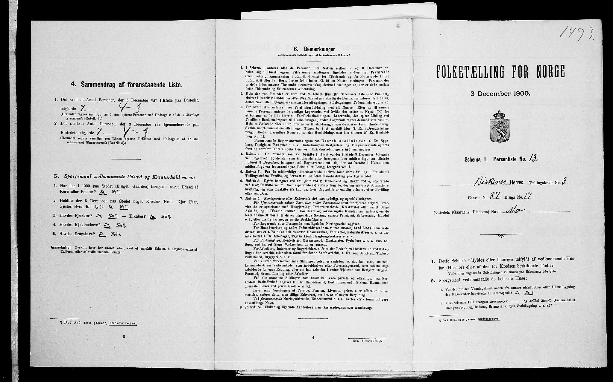SAK, Folketelling 1900 for 0928 Birkenes herred, 1900, s. 314