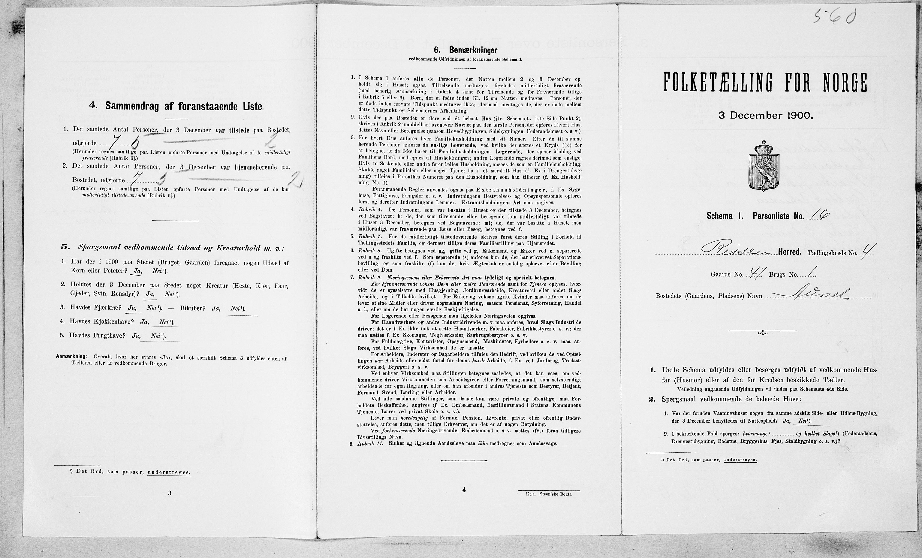 SAT, Folketelling 1900 for 1624 Rissa herred, 1900, s. 488