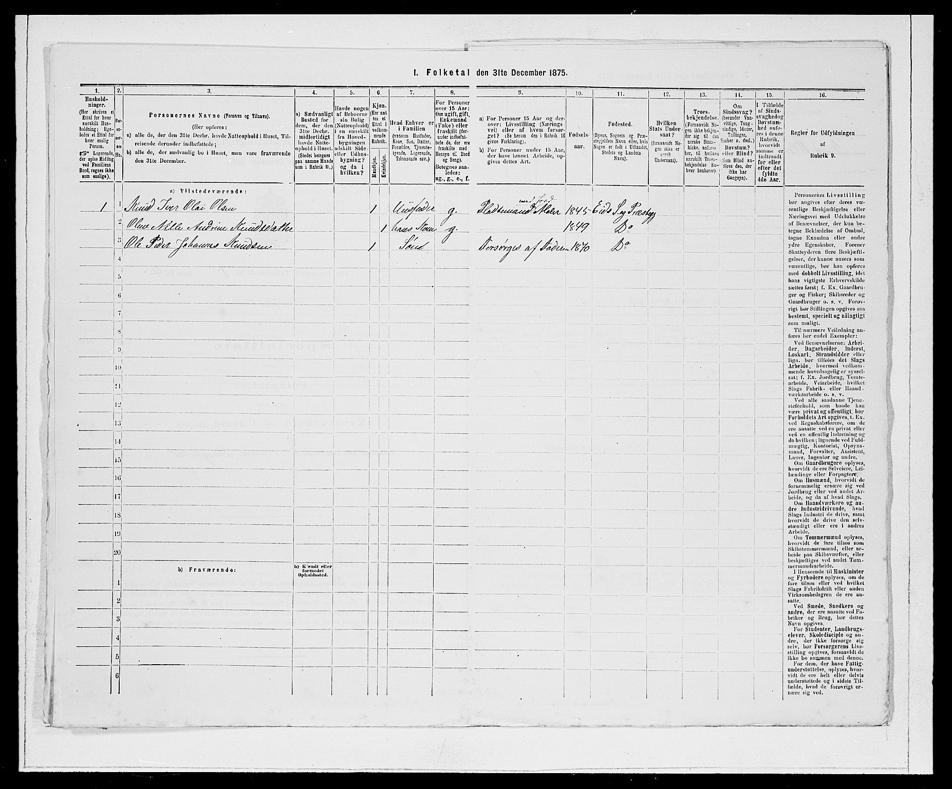 SAB, Folketelling 1875 for 1443P Eid prestegjeld, 1875, s. 32