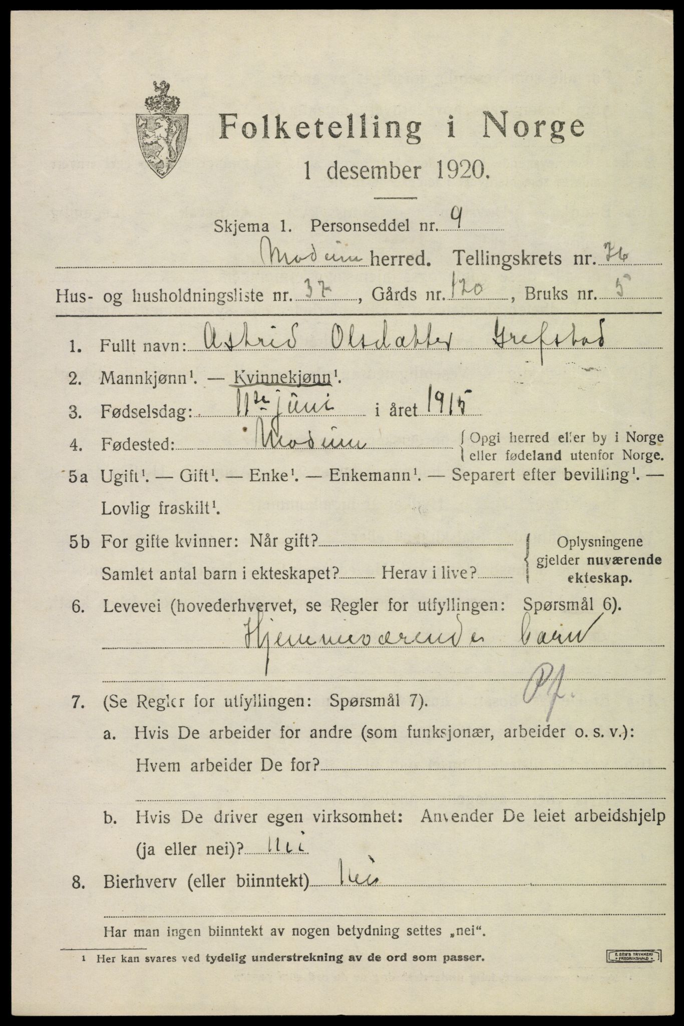 SAKO, Folketelling 1920 for 0623 Modum herred, 1920, s. 25673