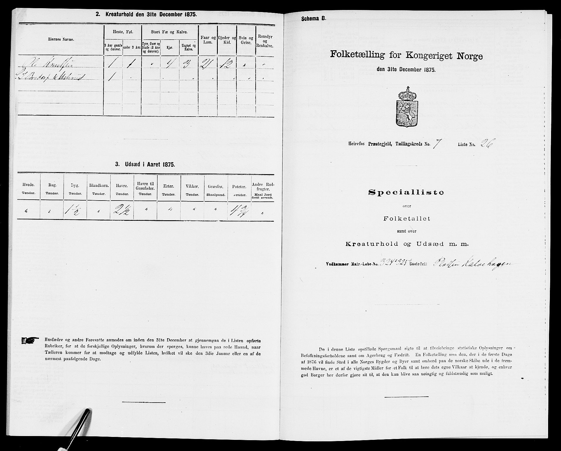 SAK, Folketelling 1875 for 0933P Herefoss prestegjeld, 1875, s. 618