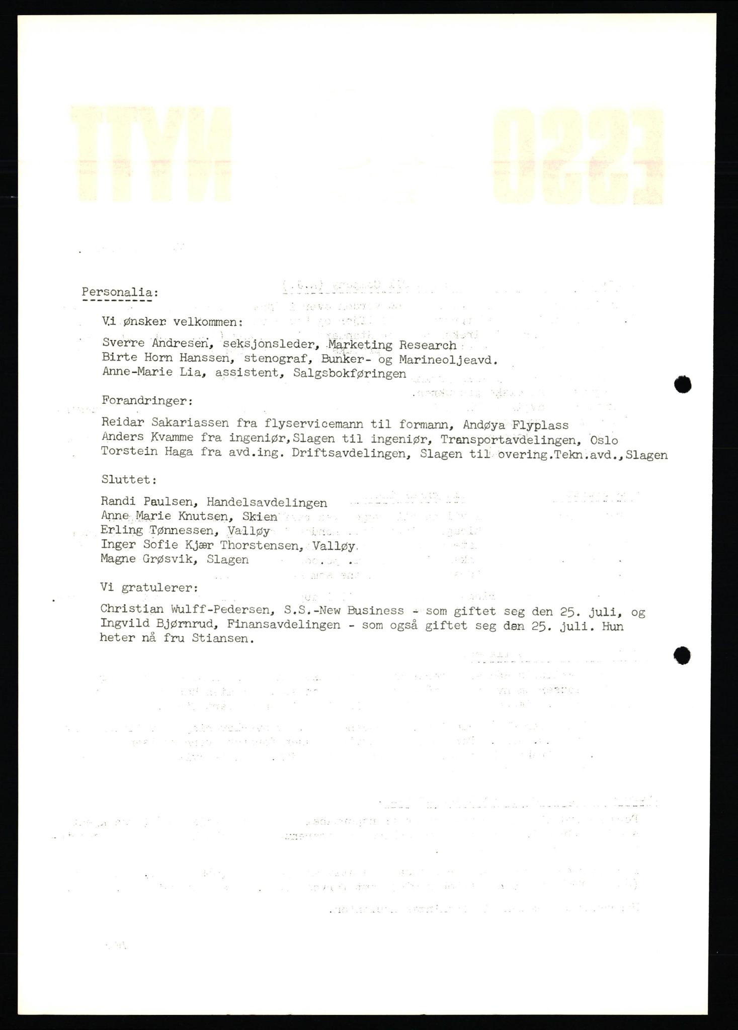 Pa 0982 - Esso Norge A/S, AV/SAST-A-100448/X/Xd/L0004: Esso Extra Nytt, 1963-1976