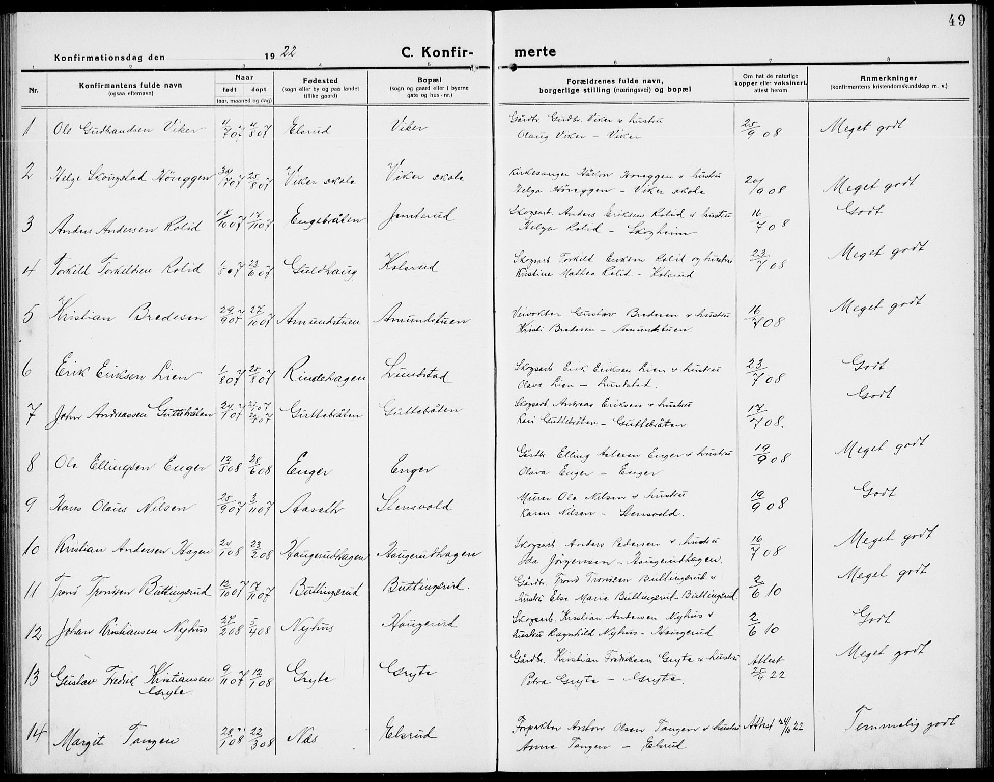 Ådal kirkebøker, AV/SAKO-A-248/G/Ga/L0005: Klokkerbok nr. I 5, 1921-1938, s. 49