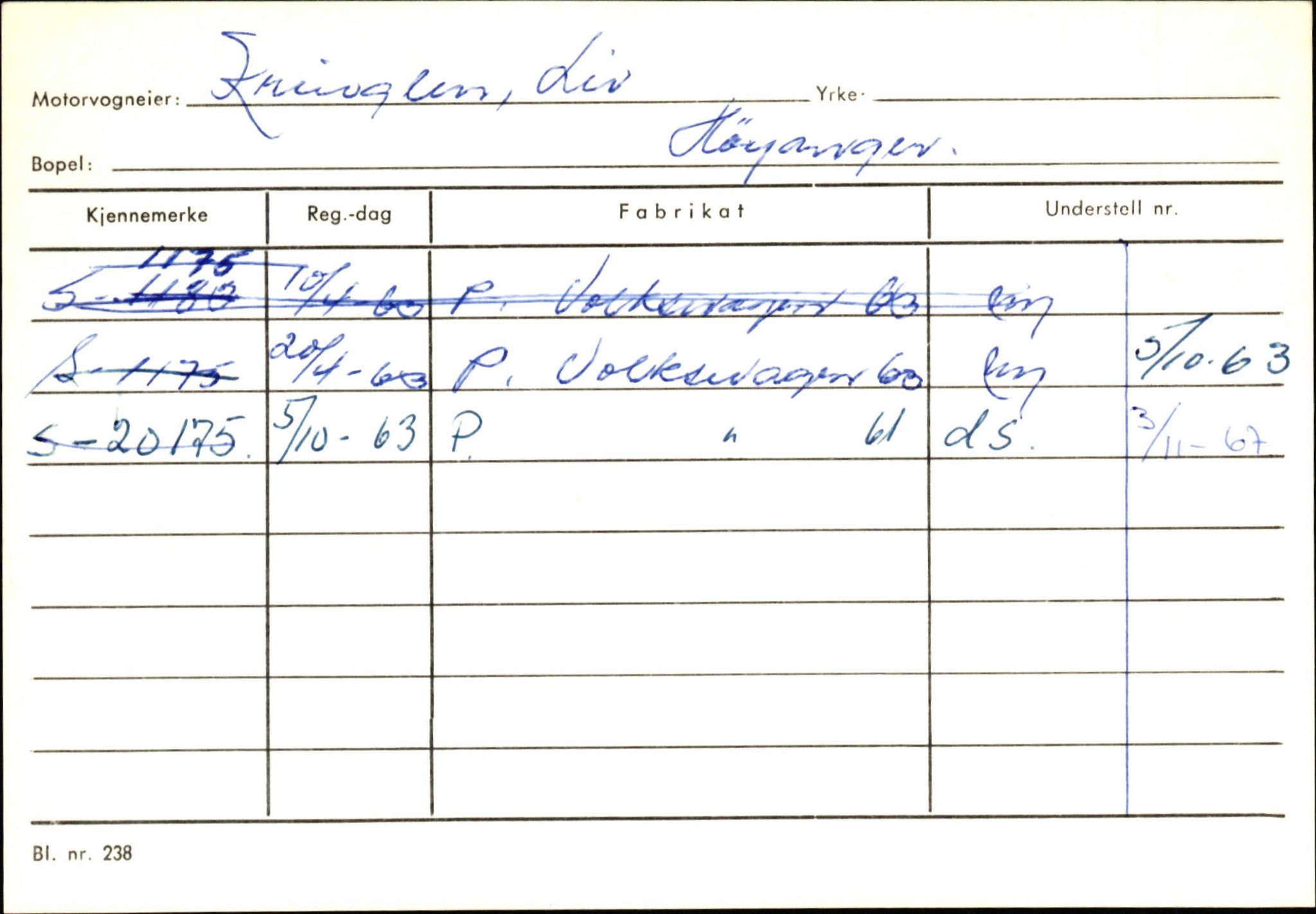 Statens vegvesen, Sogn og Fjordane vegkontor, SAB/A-5301/4/F/L0130: Eigarregister Eid T-Å. Høyanger A-O, 1945-1975, s. 1811