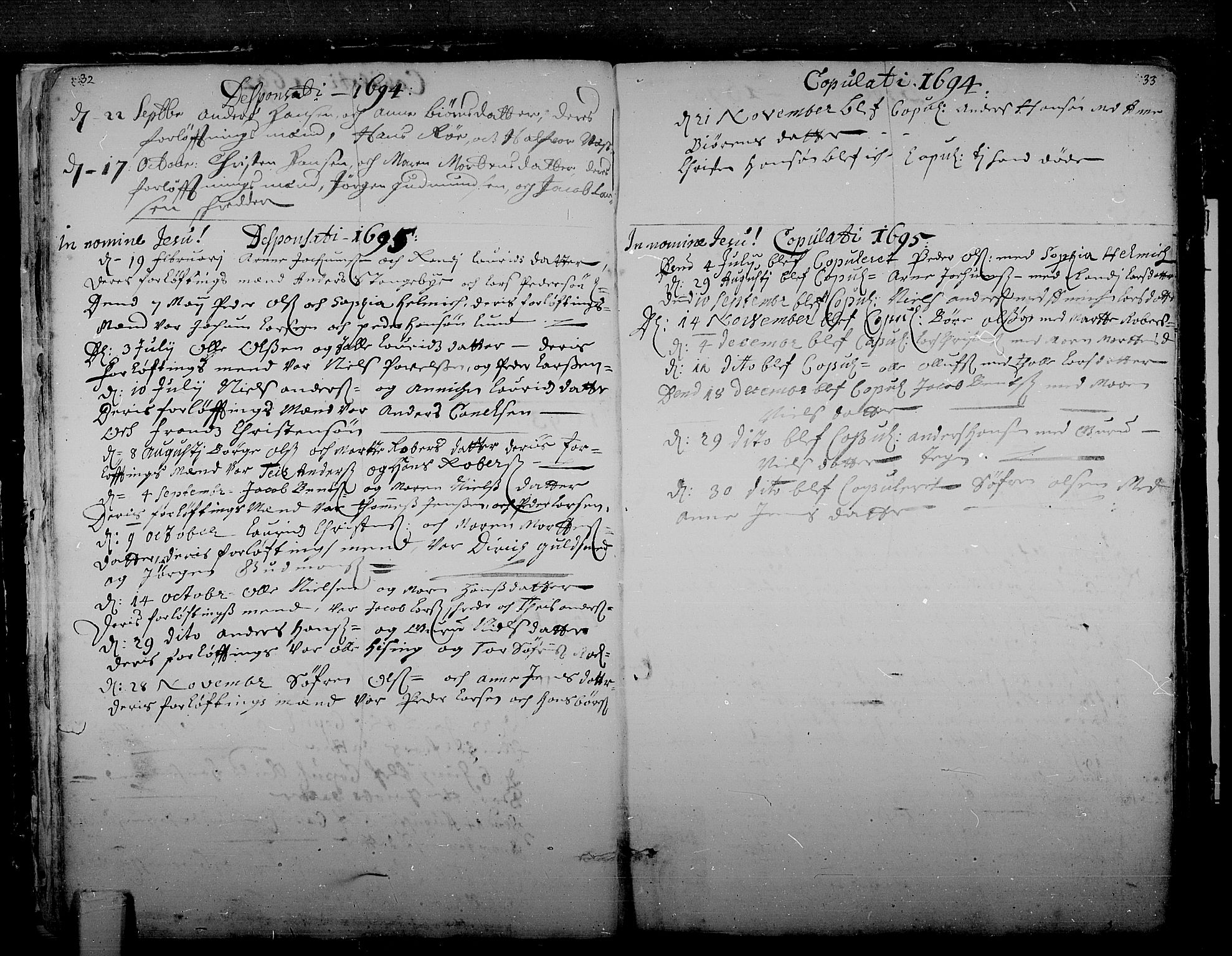 Tønsberg kirkebøker, AV/SAKO-A-330/F/Fa/L0001: Ministerialbok nr. I 1, 1688-1760, s. 32-33