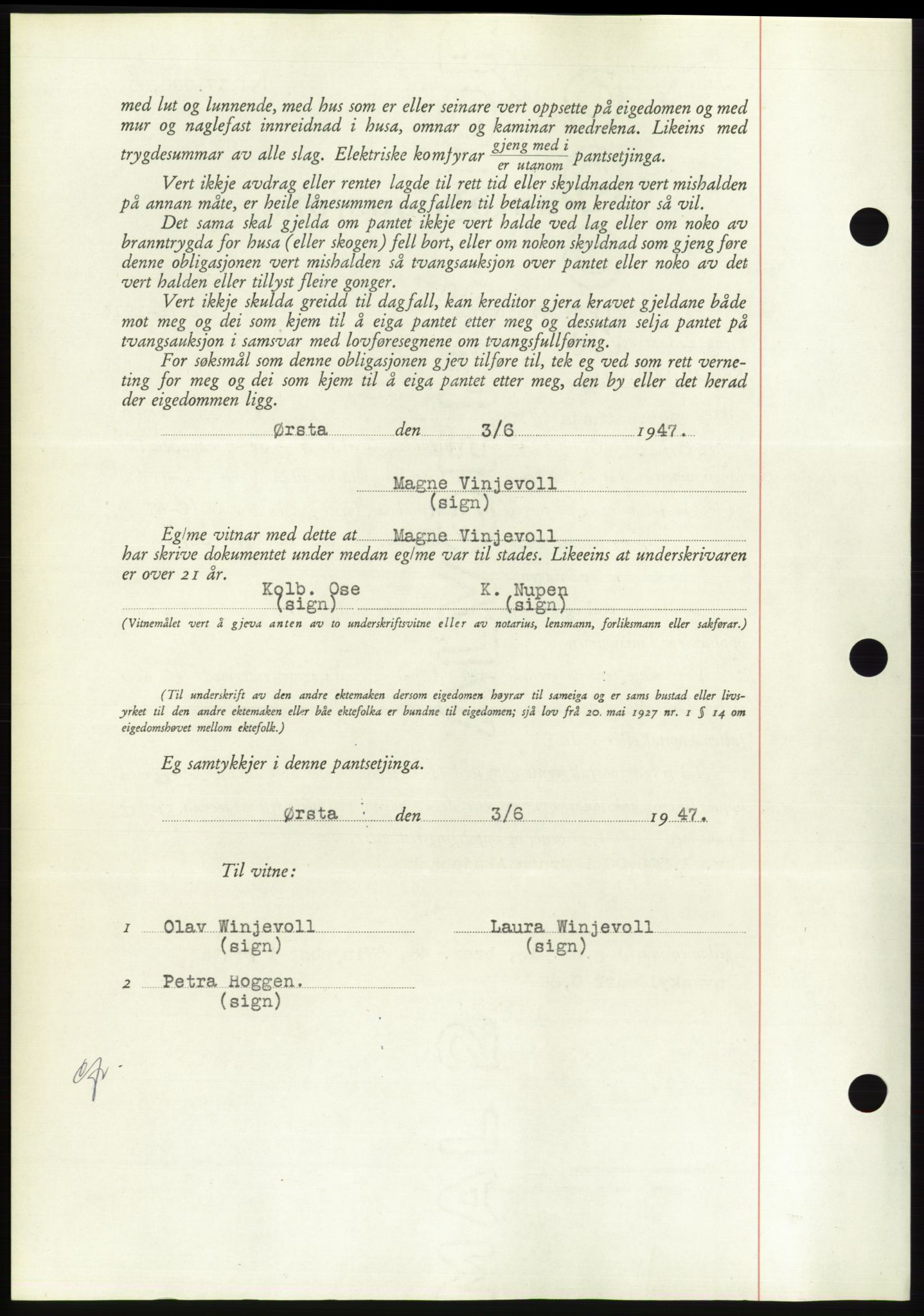 Søre Sunnmøre sorenskriveri, AV/SAT-A-4122/1/2/2C/L0115: Pantebok nr. 3B, 1947-1948, Dagboknr: 778/1947