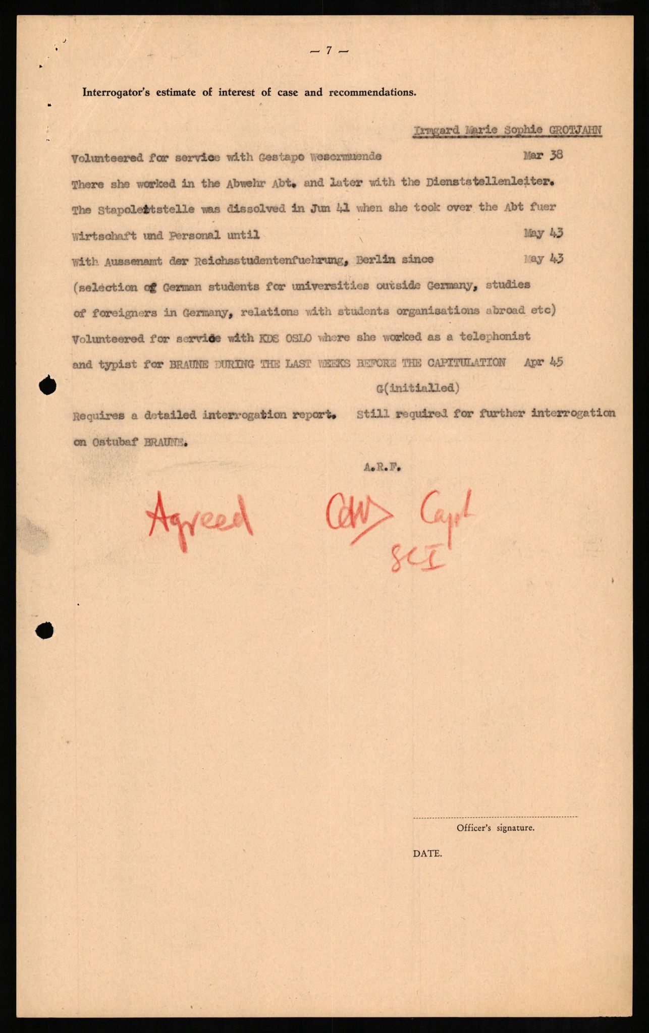 Forsvaret, Forsvarets overkommando II, RA/RAFA-3915/D/Db/L0010: CI Questionaires. Tyske okkupasjonsstyrker i Norge. Tyskere., 1945-1946, s. 390
