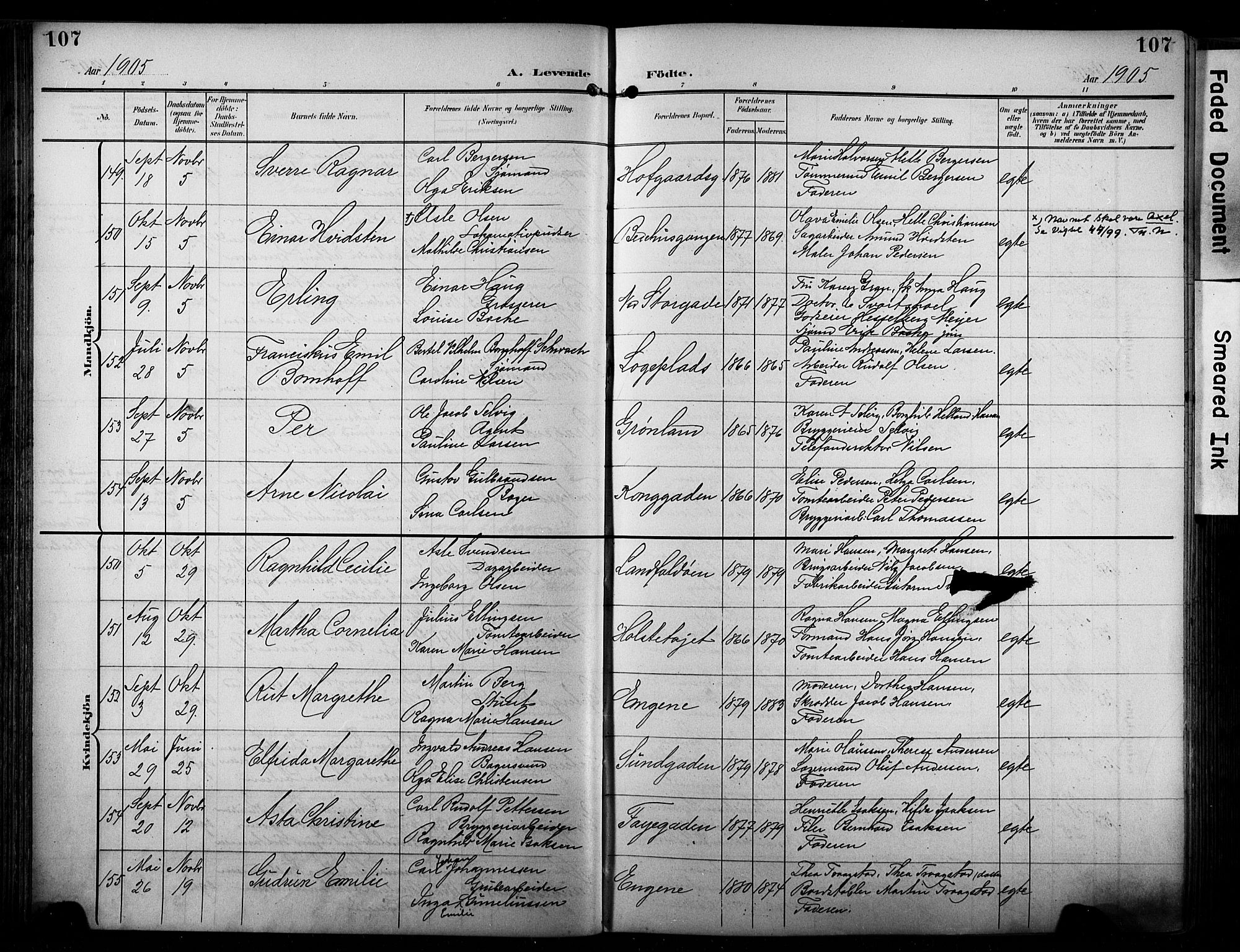 Bragernes kirkebøker, AV/SAKO-A-6/F/Fb/L0009: Ministerialbok nr. II 9, 1902-1911, s. 107