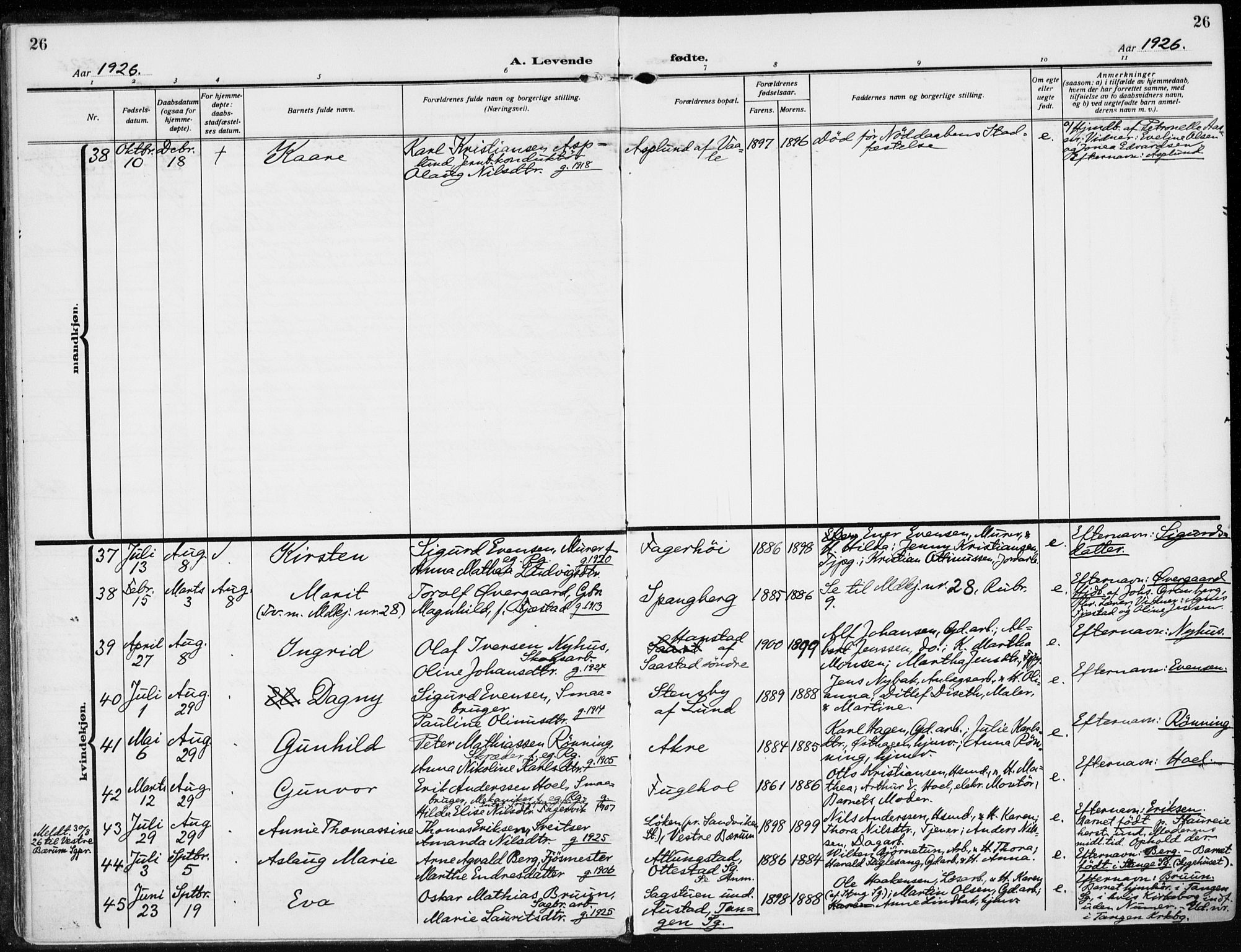 Stange prestekontor, AV/SAH-PREST-002/K/L0026: Ministerialbok nr. 26, 1923-1937, s. 26