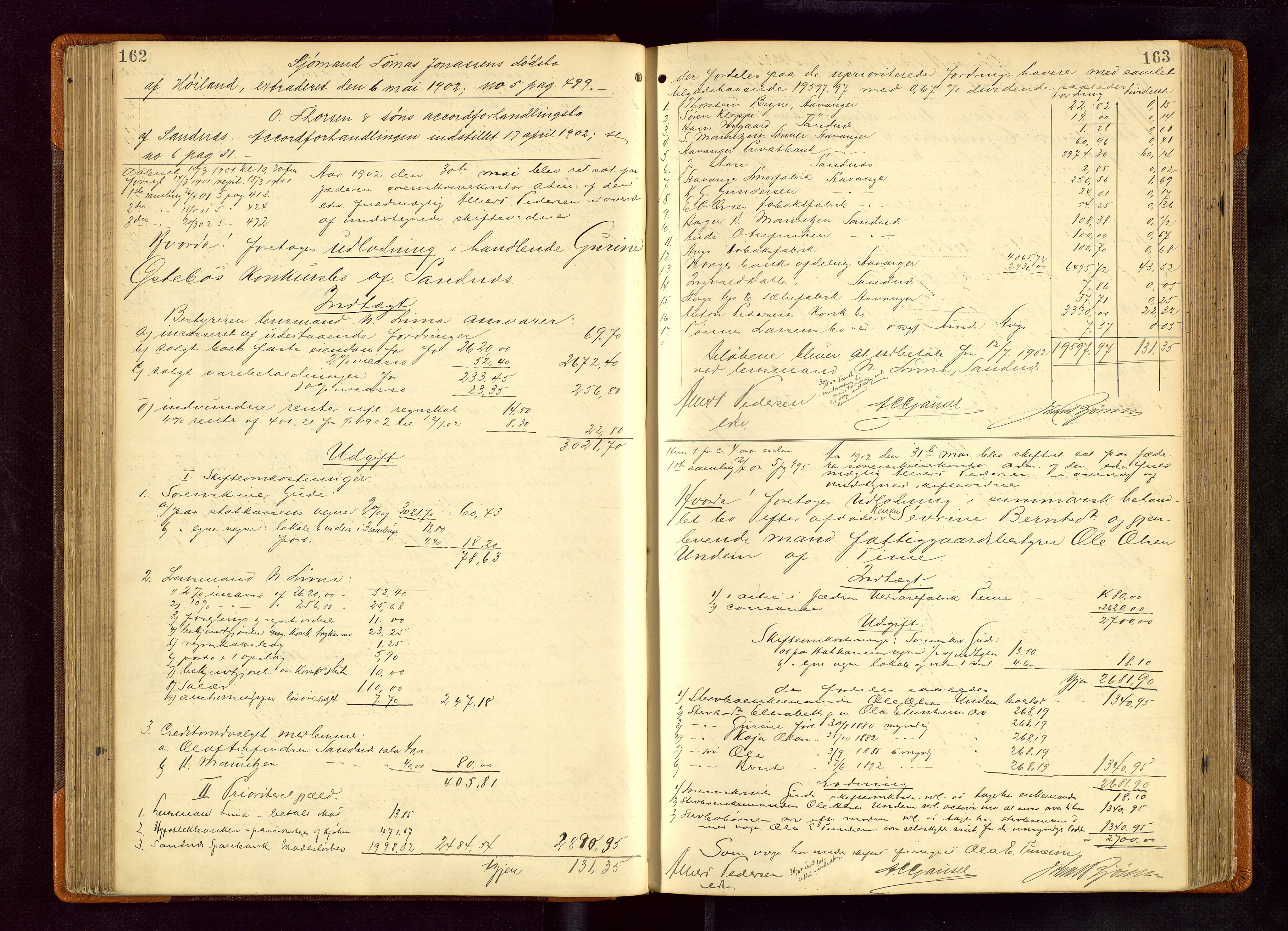 Jæren sorenskriveri, AV/SAST-A-100310/01/5/50/50BB/L0006: SKIFTEUTLODNINGSPROTOKOLL, 1900-1907, s. 162-163