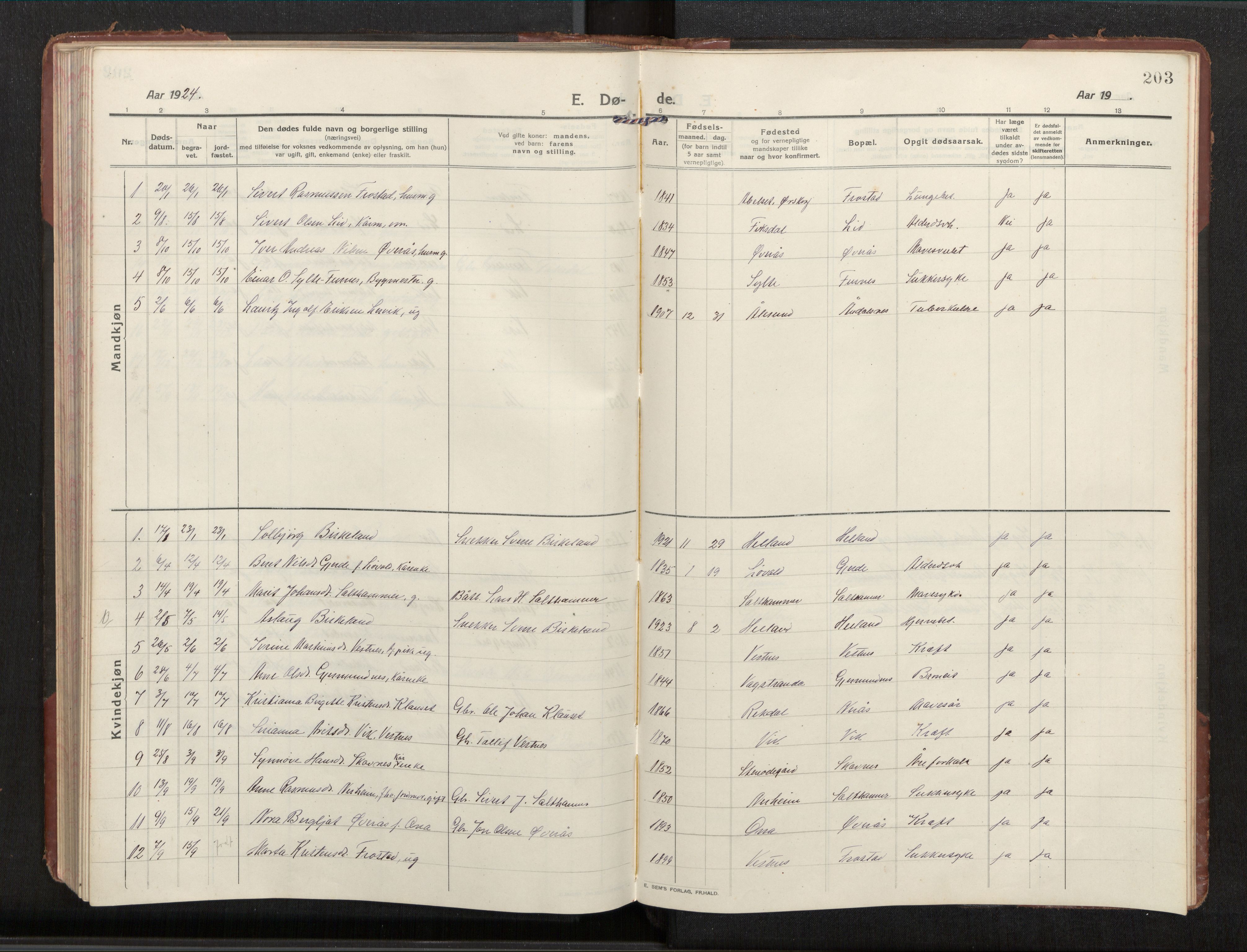 Ministerialprotokoller, klokkerbøker og fødselsregistre - Møre og Romsdal, AV/SAT-A-1454/539/L0536a: Klokkerbok nr. 539C03, 1912-1936, s. 203