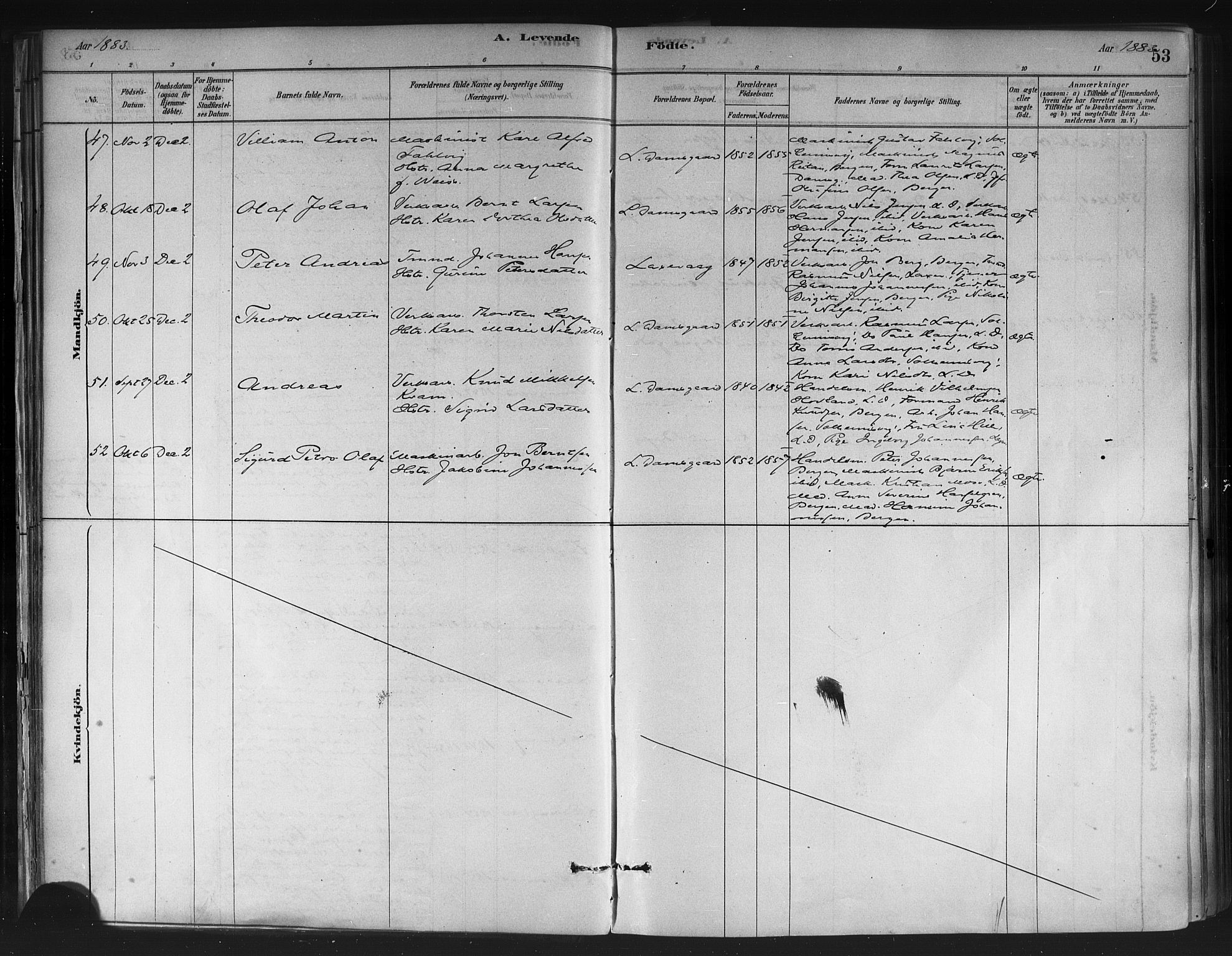 Askøy Sokneprestembete, AV/SAB-A-74101/H/Ha/Haa/Haae/L0002: Ministerialbok nr. E 2, 1878-1891, s. 53