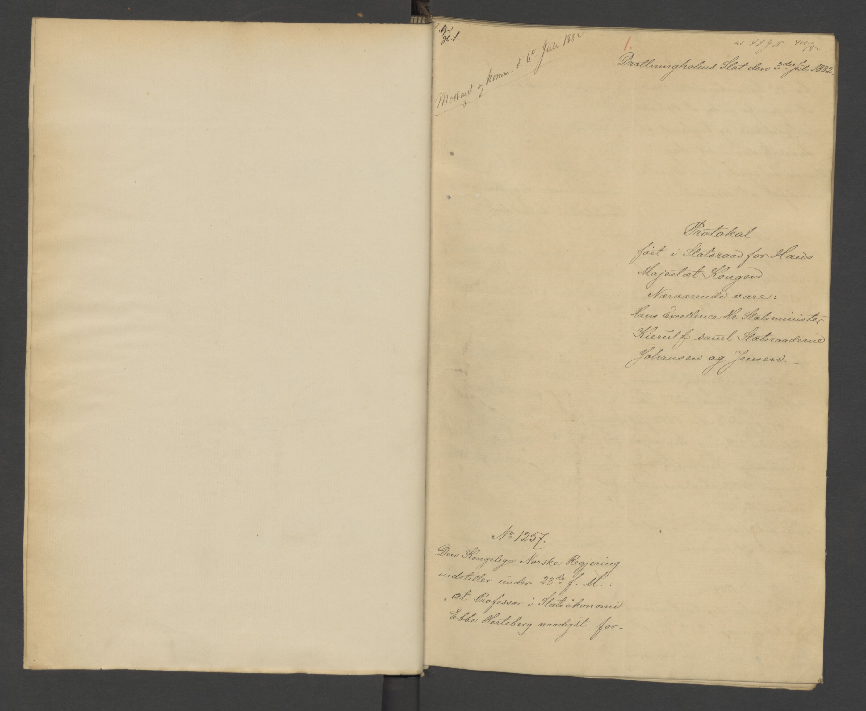 Statsrådssekretariatet, AV/RA-S-1001/A/Ab/L0140: Kgl. res. nr. 1257-2286, 2. halvår, 1882