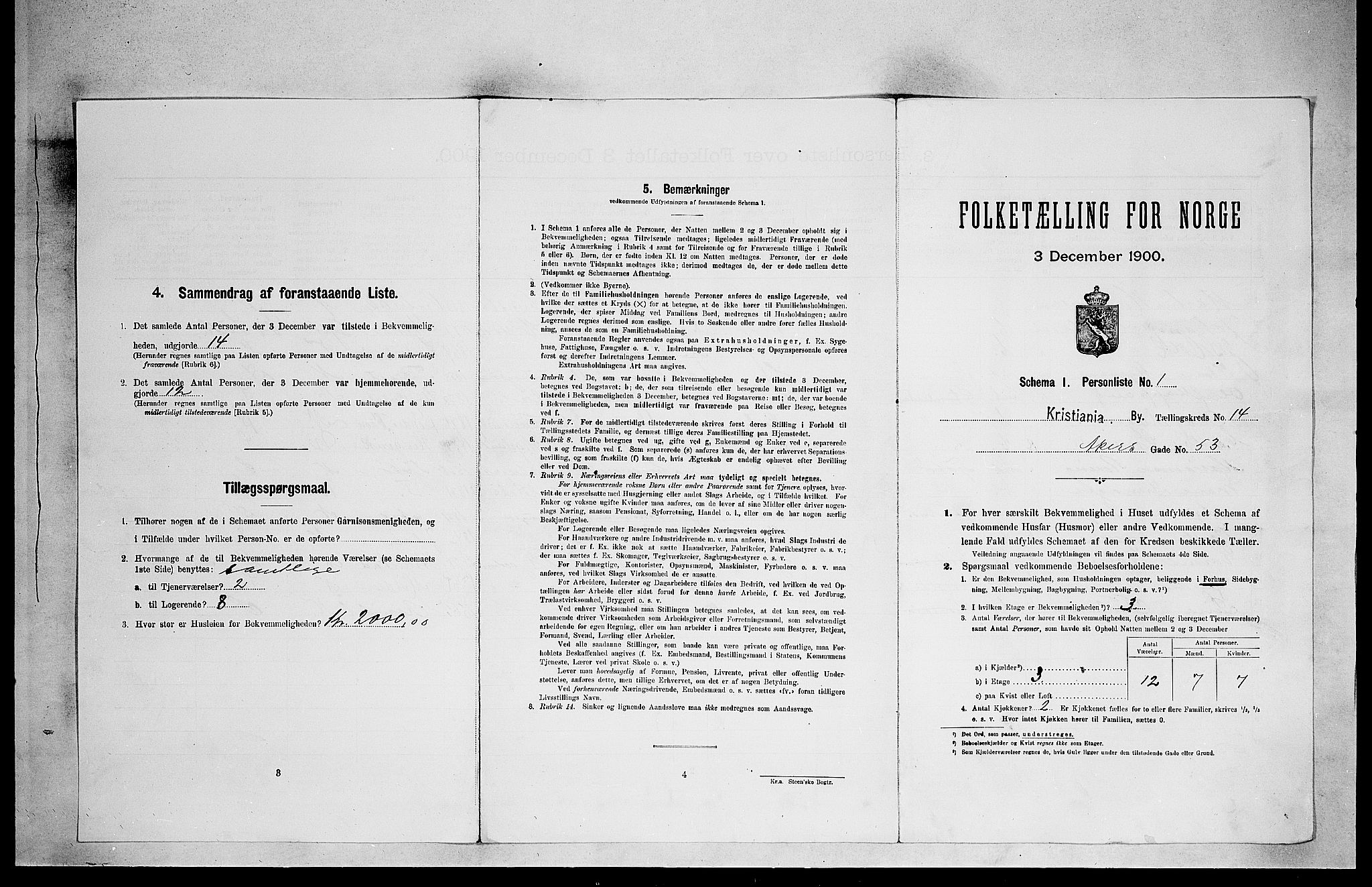 SAO, Folketelling 1900 for 0301 Kristiania kjøpstad, 1900, s. 1401