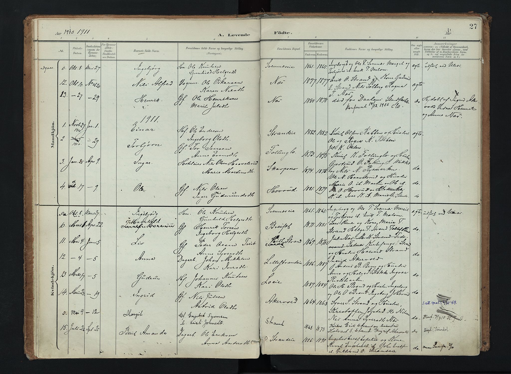 Nord-Aurdal prestekontor, AV/SAH-PREST-132/H/Ha/Haa/L0016: Ministerialbok nr. 16, 1897-1925, s. 27