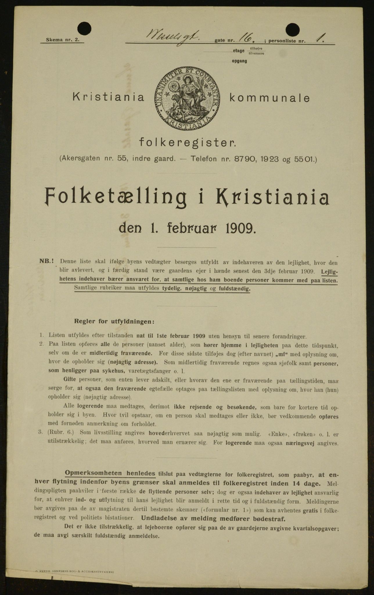 OBA, Kommunal folketelling 1.2.1909 for Kristiania kjøpstad, 1909, s. 116353