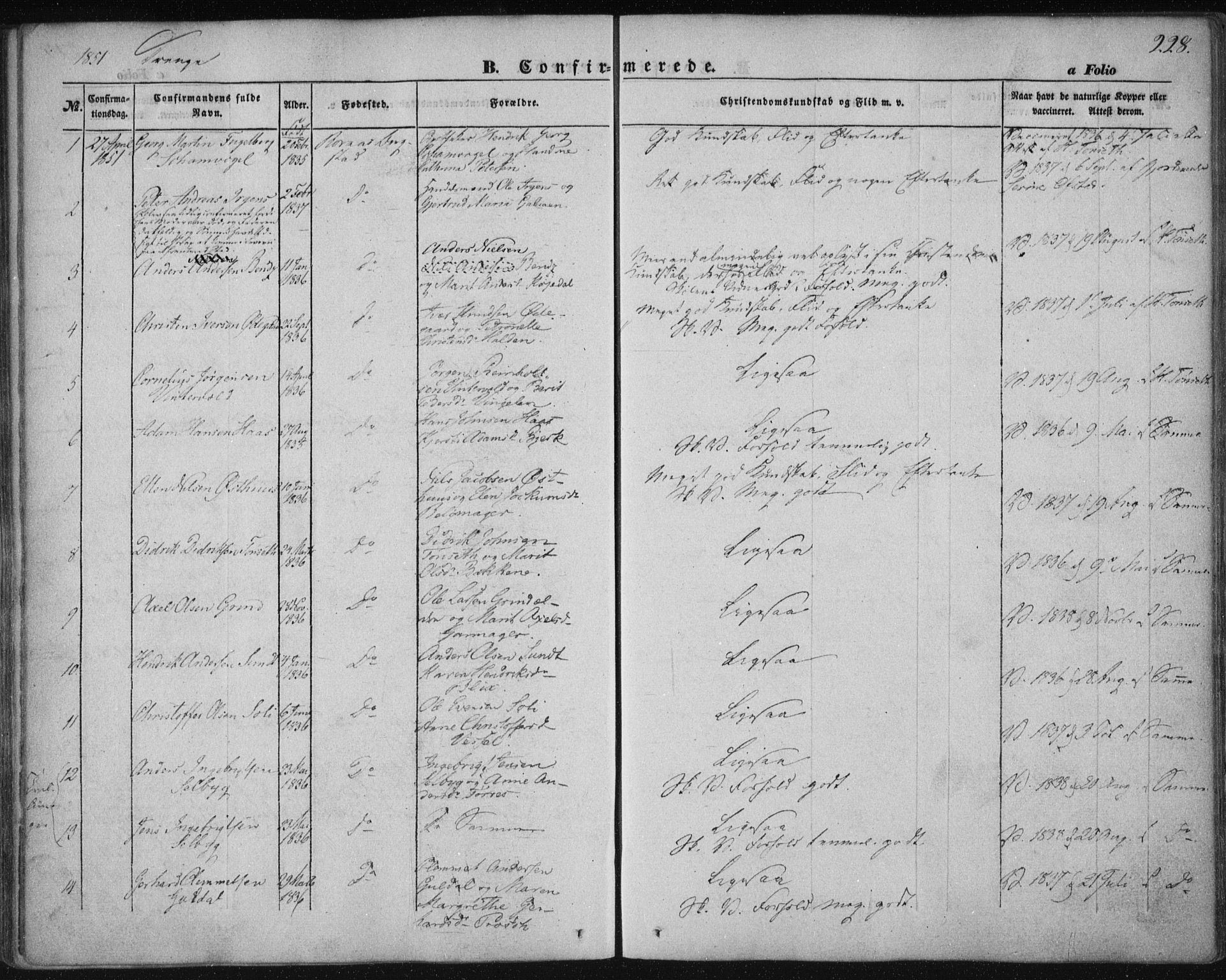 Ministerialprotokoller, klokkerbøker og fødselsregistre - Sør-Trøndelag, SAT/A-1456/681/L0931: Ministerialbok nr. 681A09, 1845-1859, s. 228