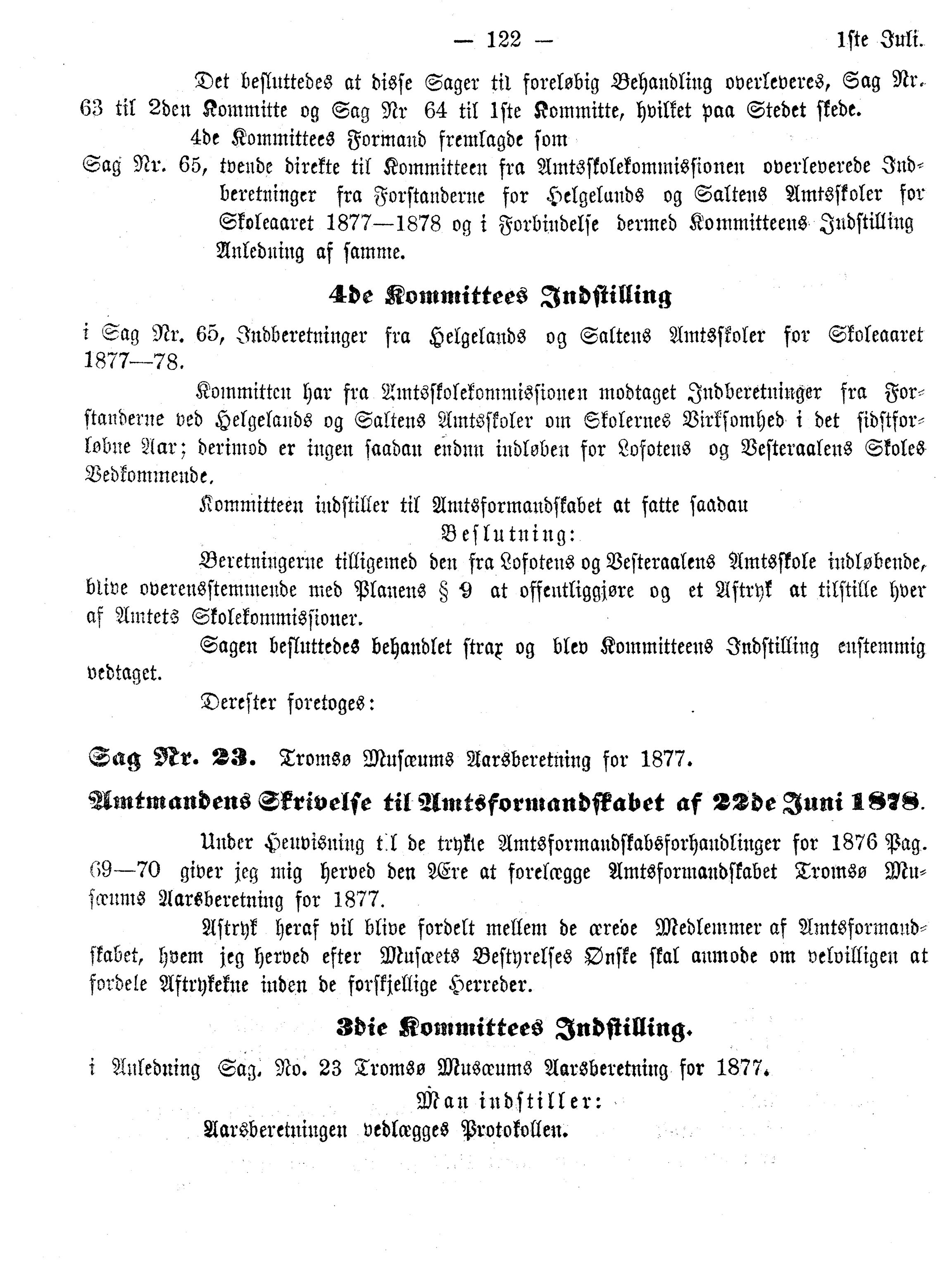 Nordland Fylkeskommune. Fylkestinget, AIN/NFK-17/176/A/Ac/L0010: Fylkestingsforhandlinger 1874-1880, 1874-1880