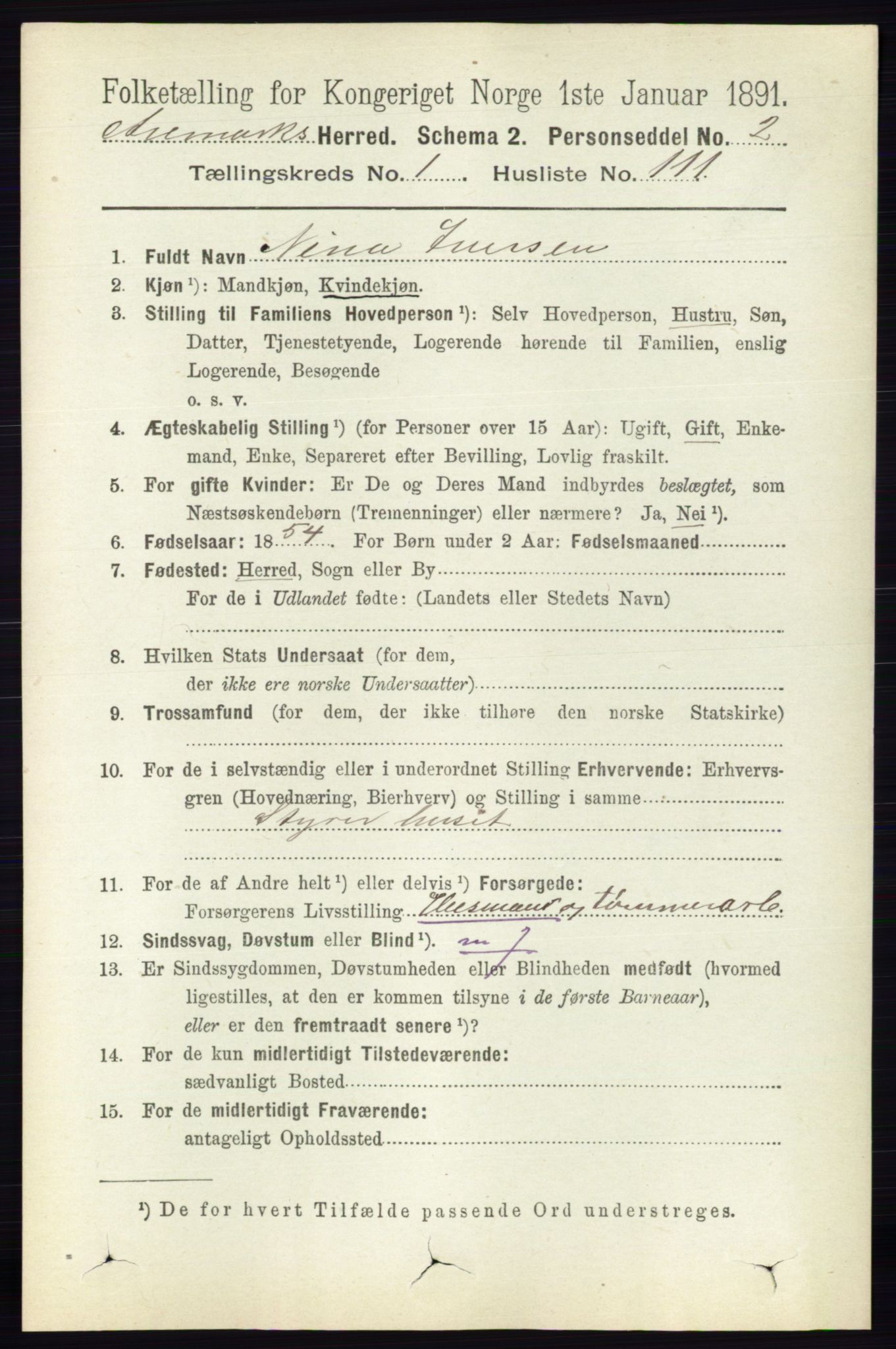 RA, Folketelling 1891 for 0118 Aremark herred, 1891, s. 747