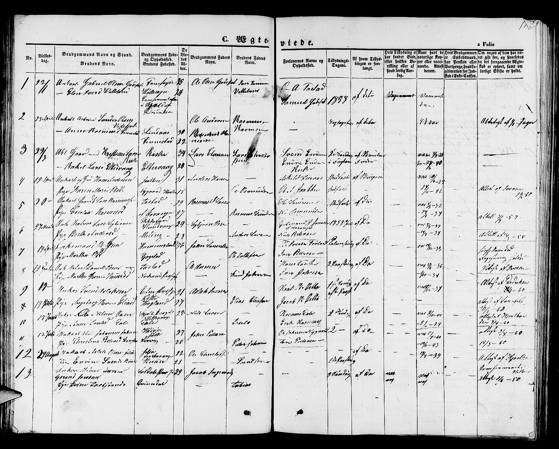 Hetland sokneprestkontor, SAST/A-101826/30/30BB/L0001: Klokkerbok nr. B 1, 1850-1868, s. 118