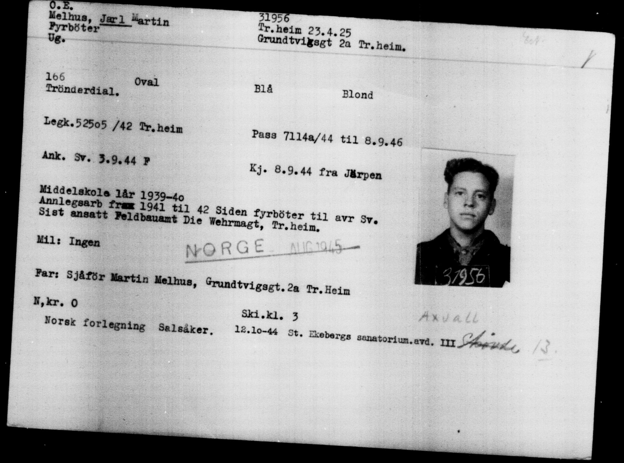 Den Kgl. Norske Legasjons Flyktningskontor, AV/RA-S-6753/V/Va/L0013: Kjesäterkartoteket.  Flyktningenr. 31500-34731, 1940-1945, s. 506