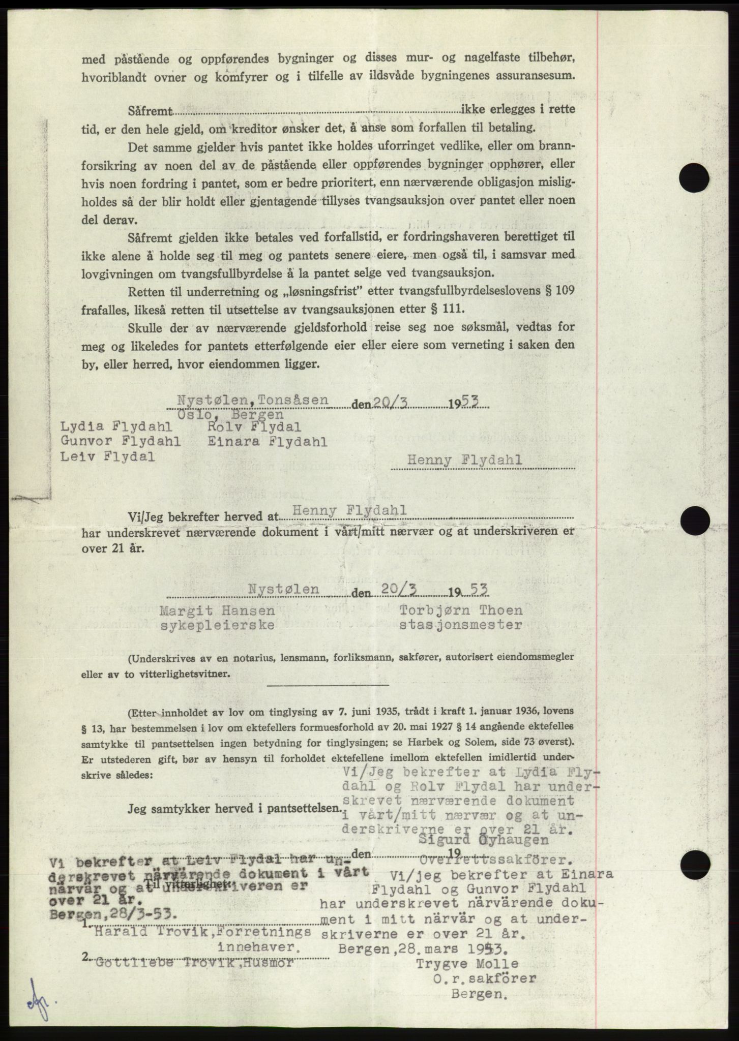 Søre Sunnmøre sorenskriveri, AV/SAT-A-4122/1/2/2C/L0123: Pantebok nr. 11B, 1953-1953, Dagboknr: 762/1953